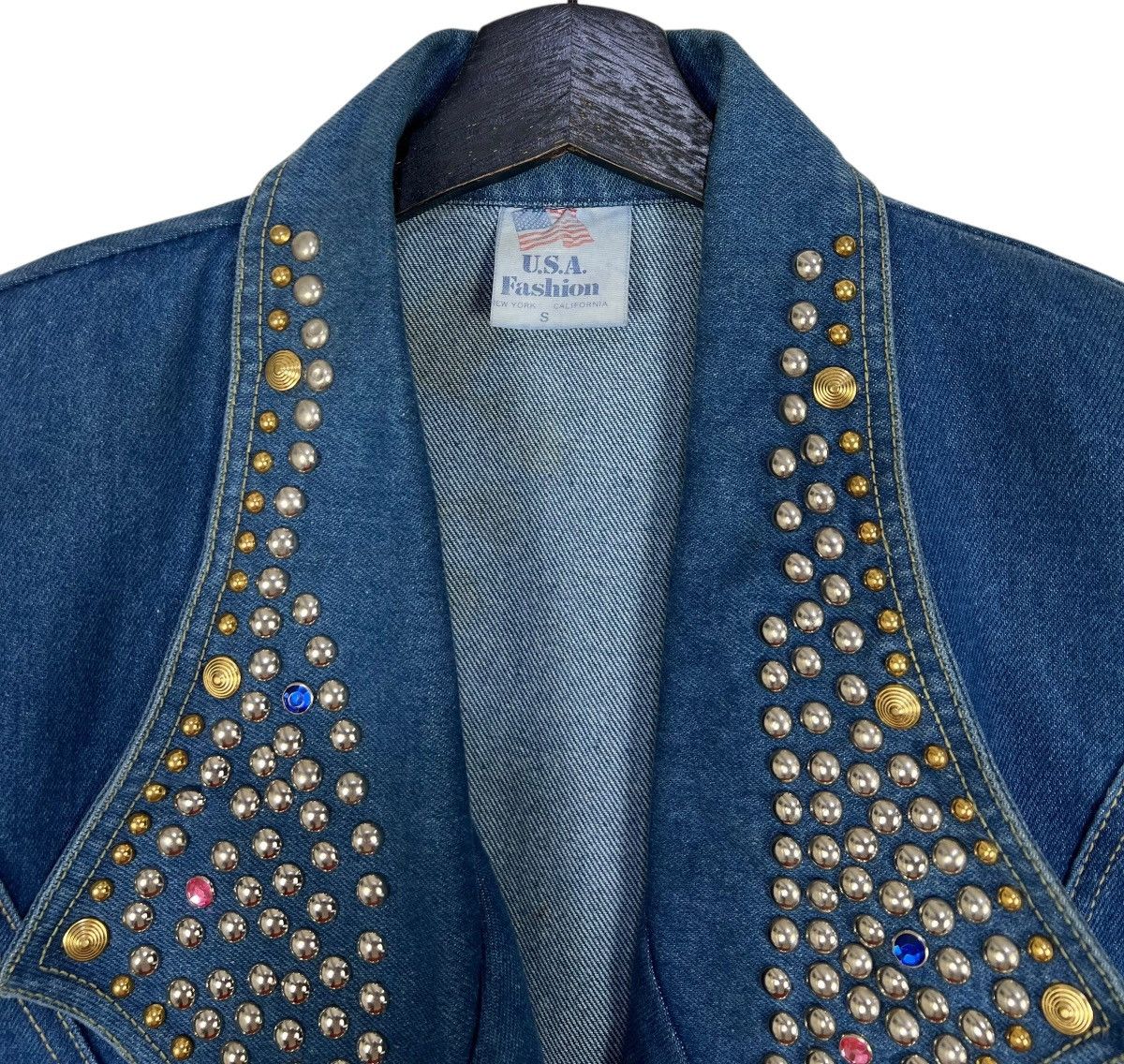 Custommade 80s Vintage Bedazzed Rhinestones Stranger Things Jacket Size S / US 4 / IT 40 - 5 Thumbnail