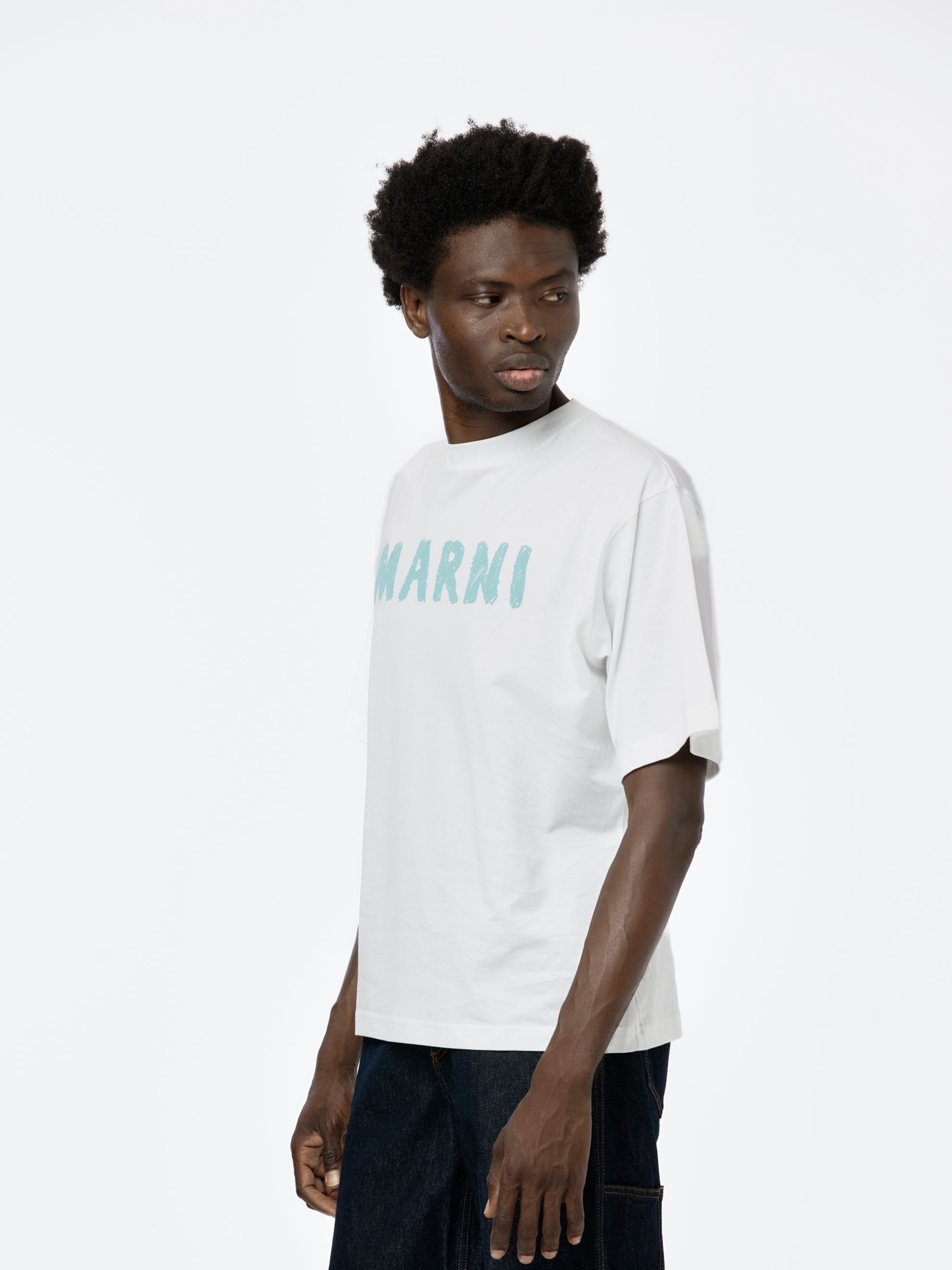 Marni o1w1db11125 Brushed Logo T-Shirt in White Size US XL / EU 56 / 4 - 2 Thumbnail