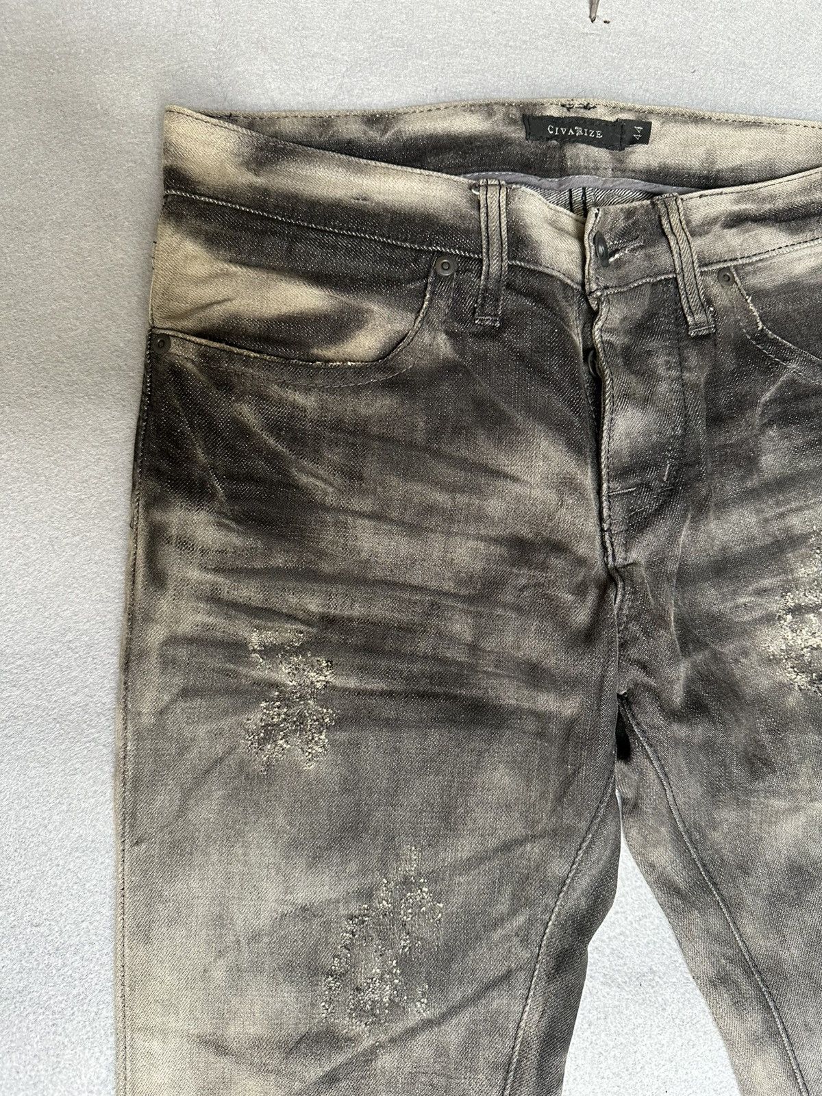 Japanese Brand FLARE Civarizie Distressed Release Leg Denim Size US 31 - 9 Thumbnail