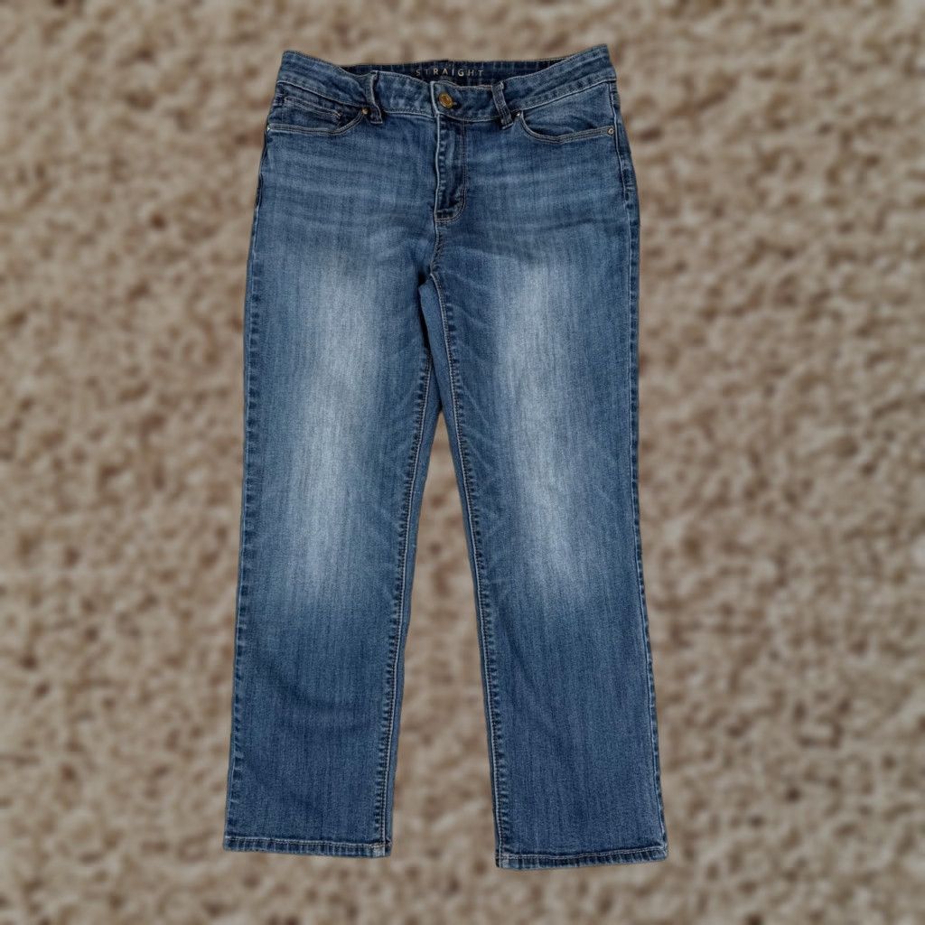 White House Black Market White House Black Market Jeans Womens 8 Blue The Straight Mid Rise Cotton 28x24 Denim 5-Pocket Size 30" / US 8 / IT 44 - 1 Thumbnail