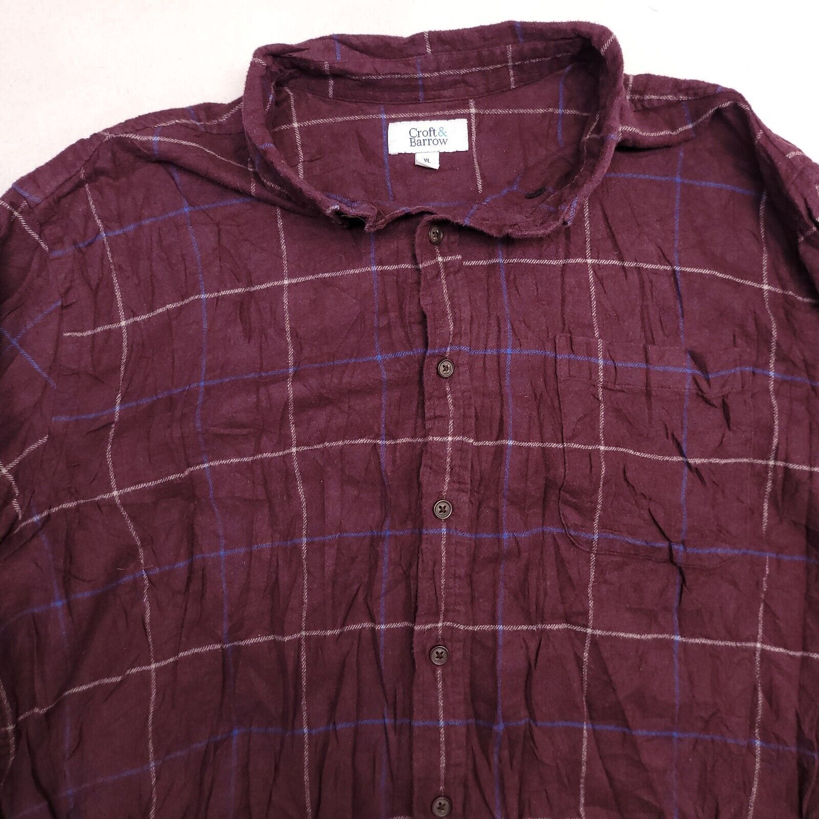 Croft & Barrow Croft & Barrow Windowpane Flannel Shirt Mens Size XL Maroon Size US XL / EU 56 / 4 - 1 Thumbnail