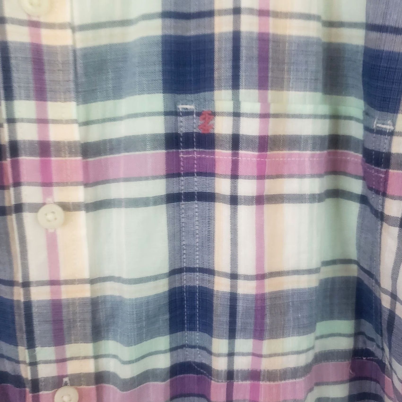 Izod IZOD Saltwater Mens 2XL Shirt Blue Pink Plaid Button-Down Short Sleeve Cotton Size US XXL / EU 58 / 5 - 5 Thumbnail