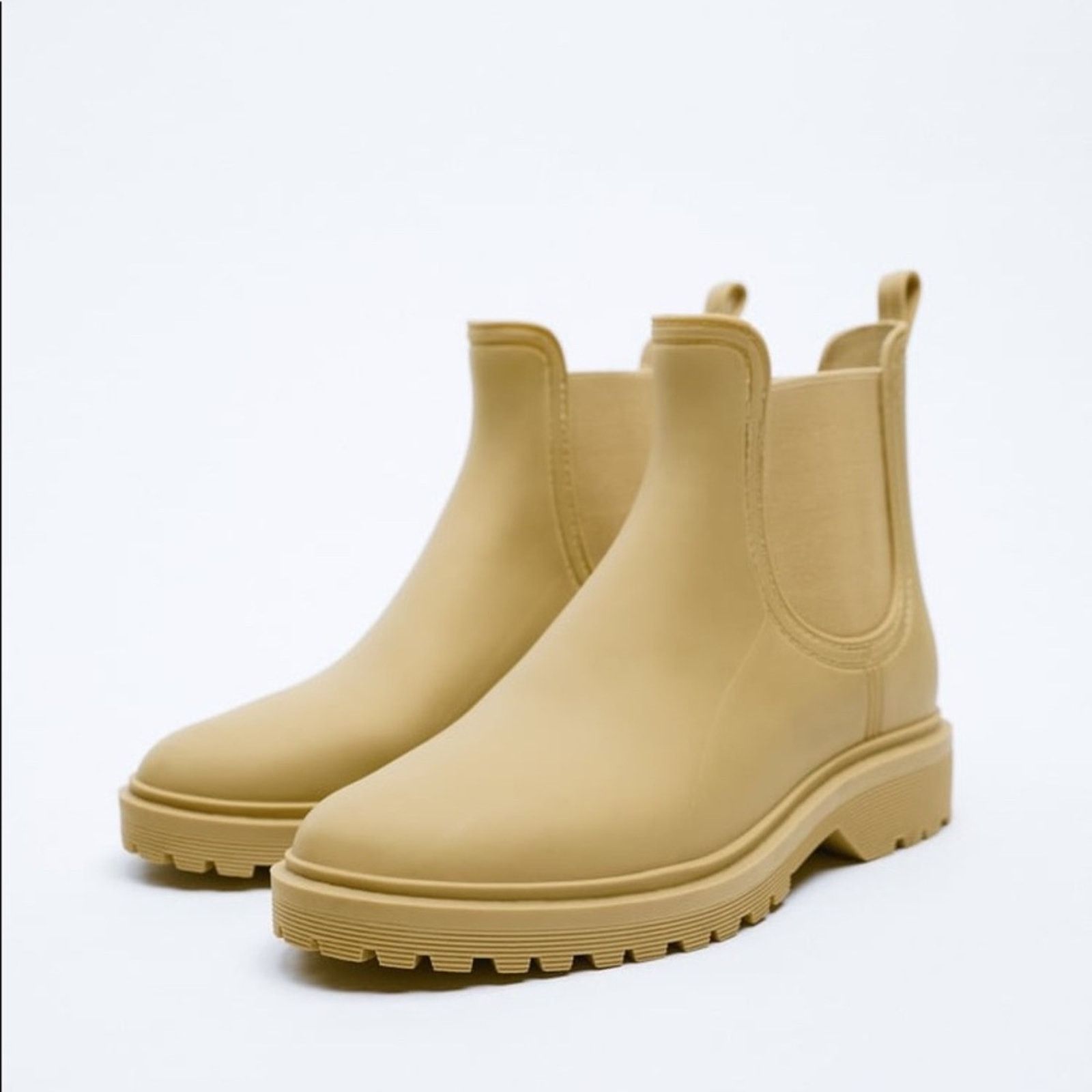 Zara ZARA ANKLE RAIN BOOTS CAMEL BROWN Size US 8 / IT 38 - 1 Thumbnail