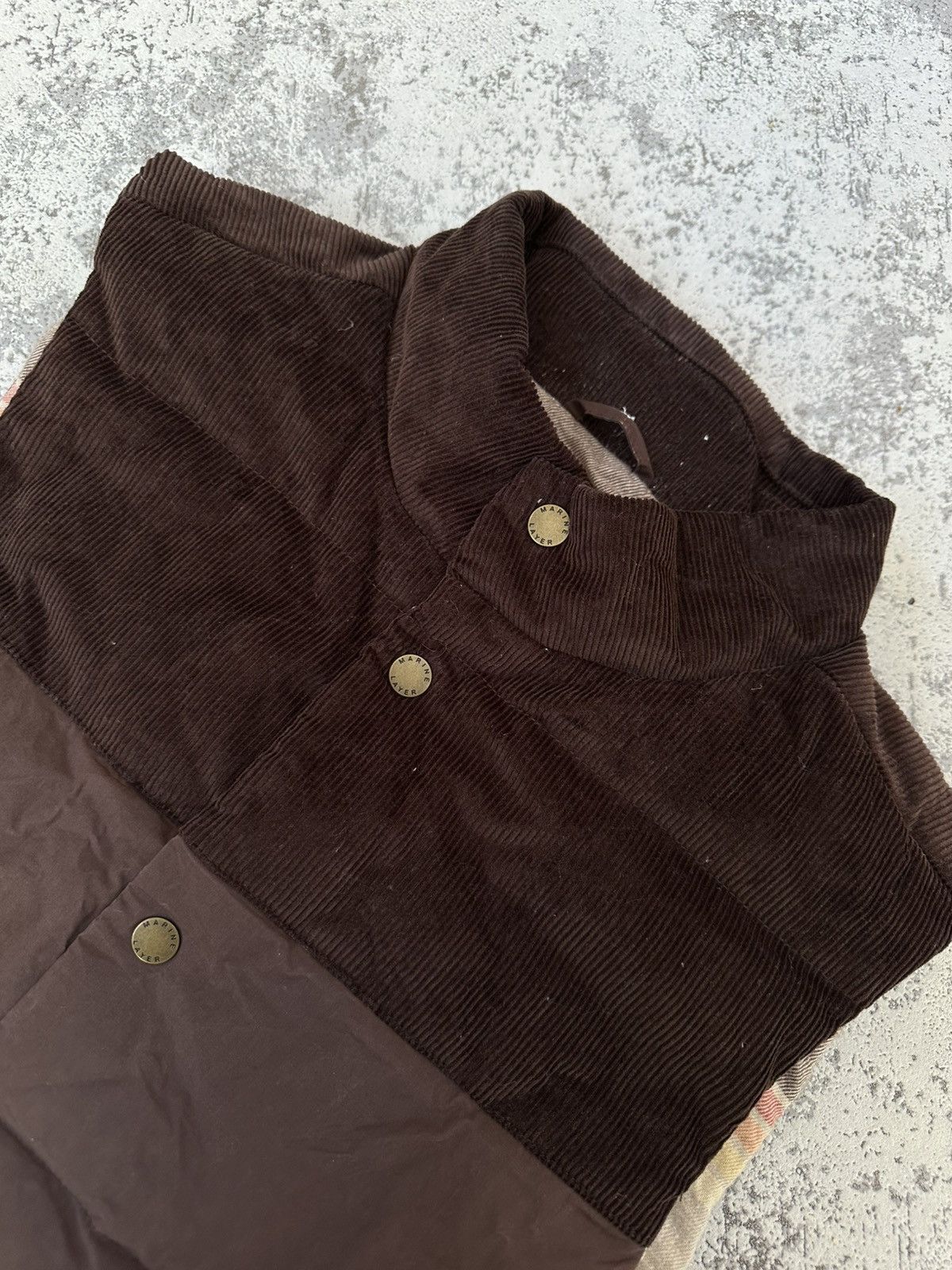 Marine Layer Corduroy Panel Puffer Vest Retro Brown Mens Size US M / EU 48-50 / 2 - 2 Thumbnail