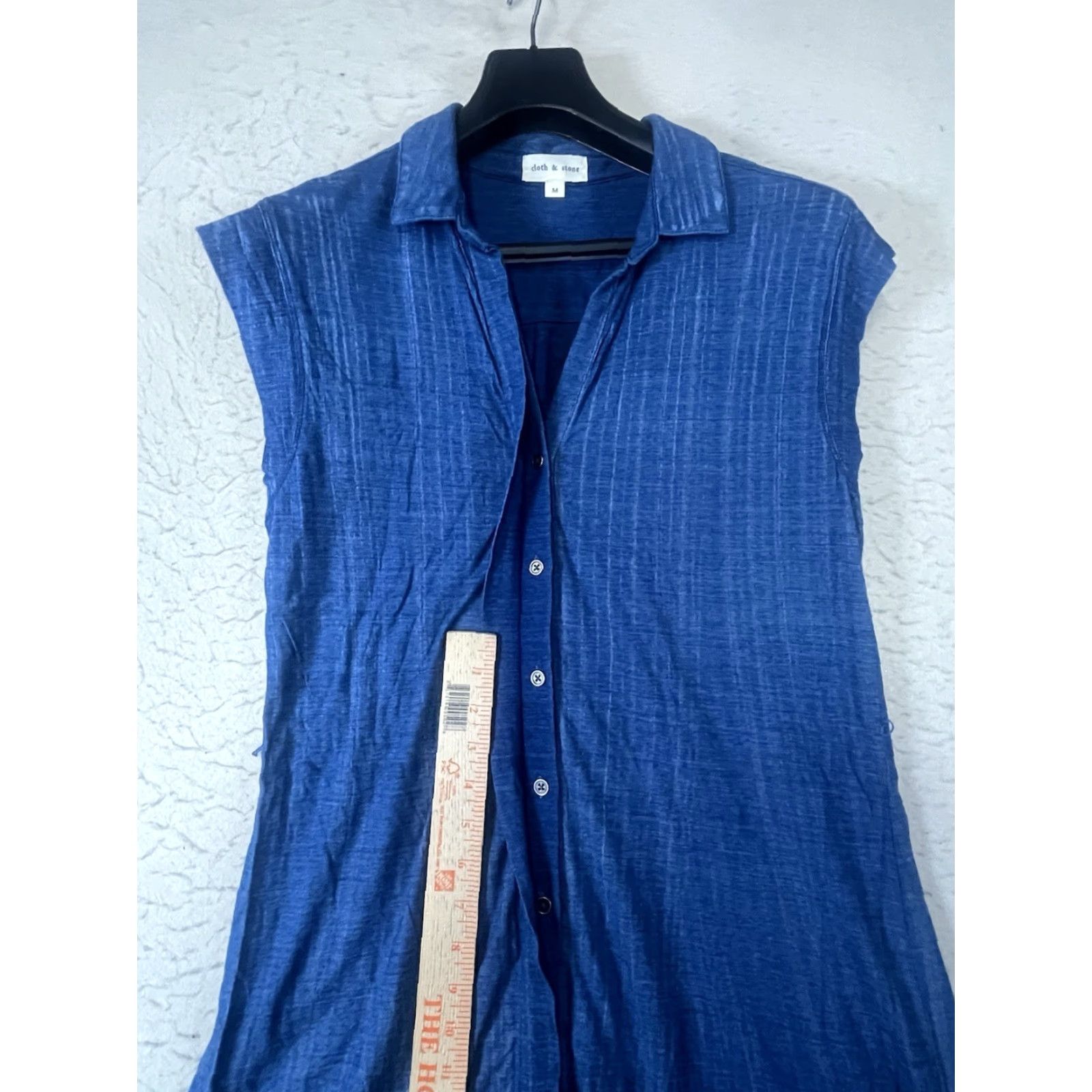 Anthropologie Cloth & Stone By Anthropologie Dress Womens Size Medium Blue 100% Cotton Casual Sleeveless Chambray Lyocell Collared Pullover Short Dress Size M / US 6-8 / IT 42-44 - 7 Thumbnail