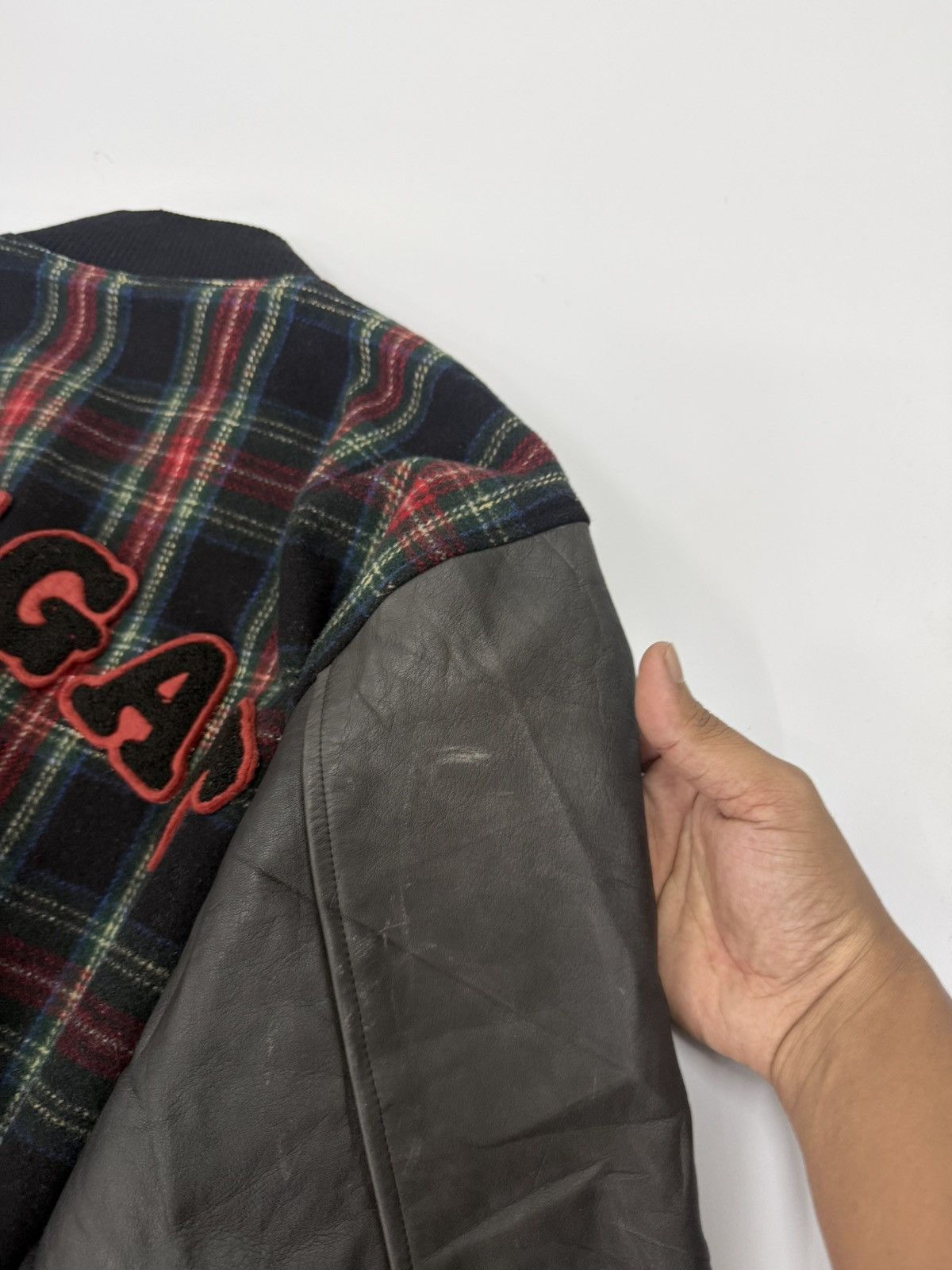 Leather 🔥 Nougat SUGAR Co. LTD Wool Zipper Bomber Leather Sleeve Jac Size US M / EU 48-50 / 2 - 18 Thumbnail