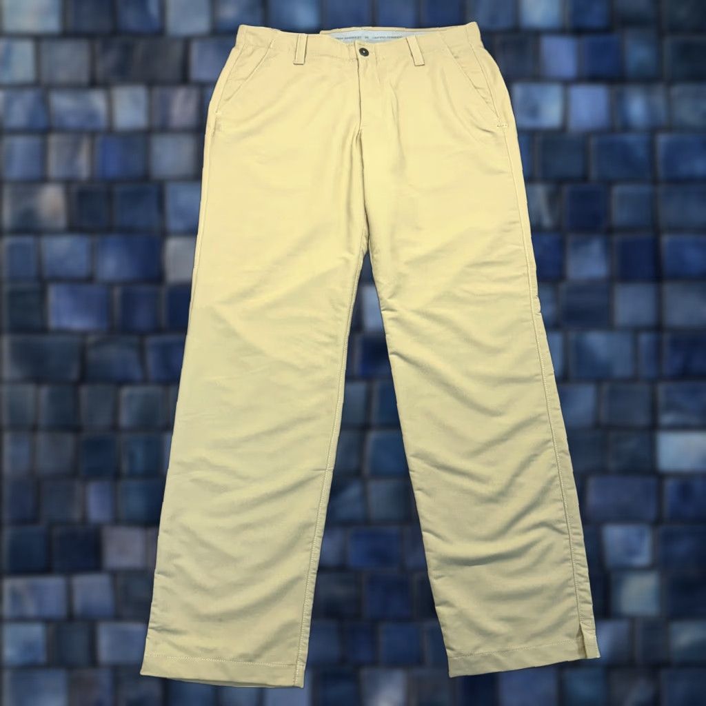 VINTAGE Under Armour Golf Pants Men's 36x32 Straight Fit Khaki Tan