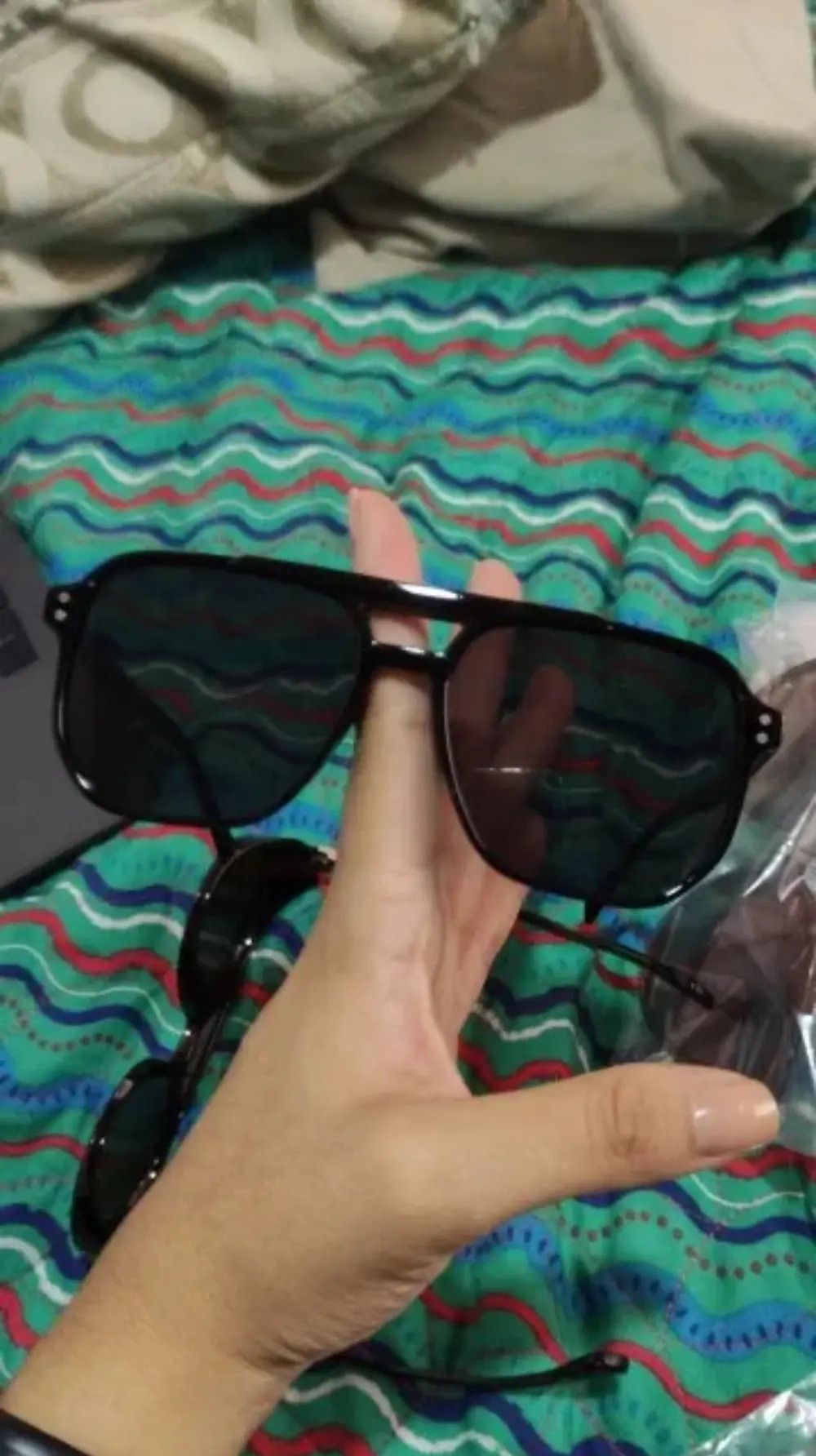 Other Black Gray Square Sunglasses Retro Size ONE SIZE - 4 Thumbnail