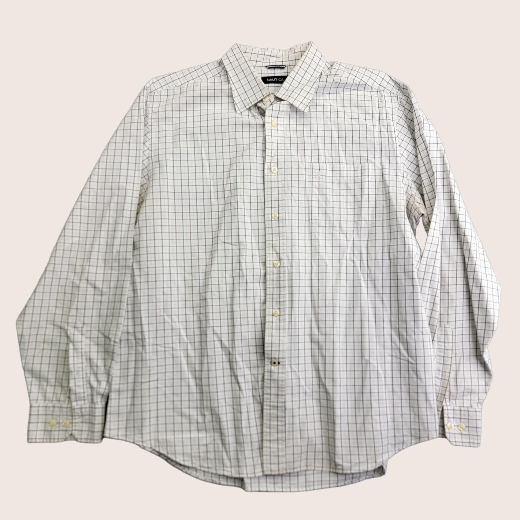 Nautica Nautica Shirt Mens XL White Blue Plaid Button Down Long Sleeve Pocket Dress Shirt Size US XL / EU 56 / 4 - 1 Thumbnail