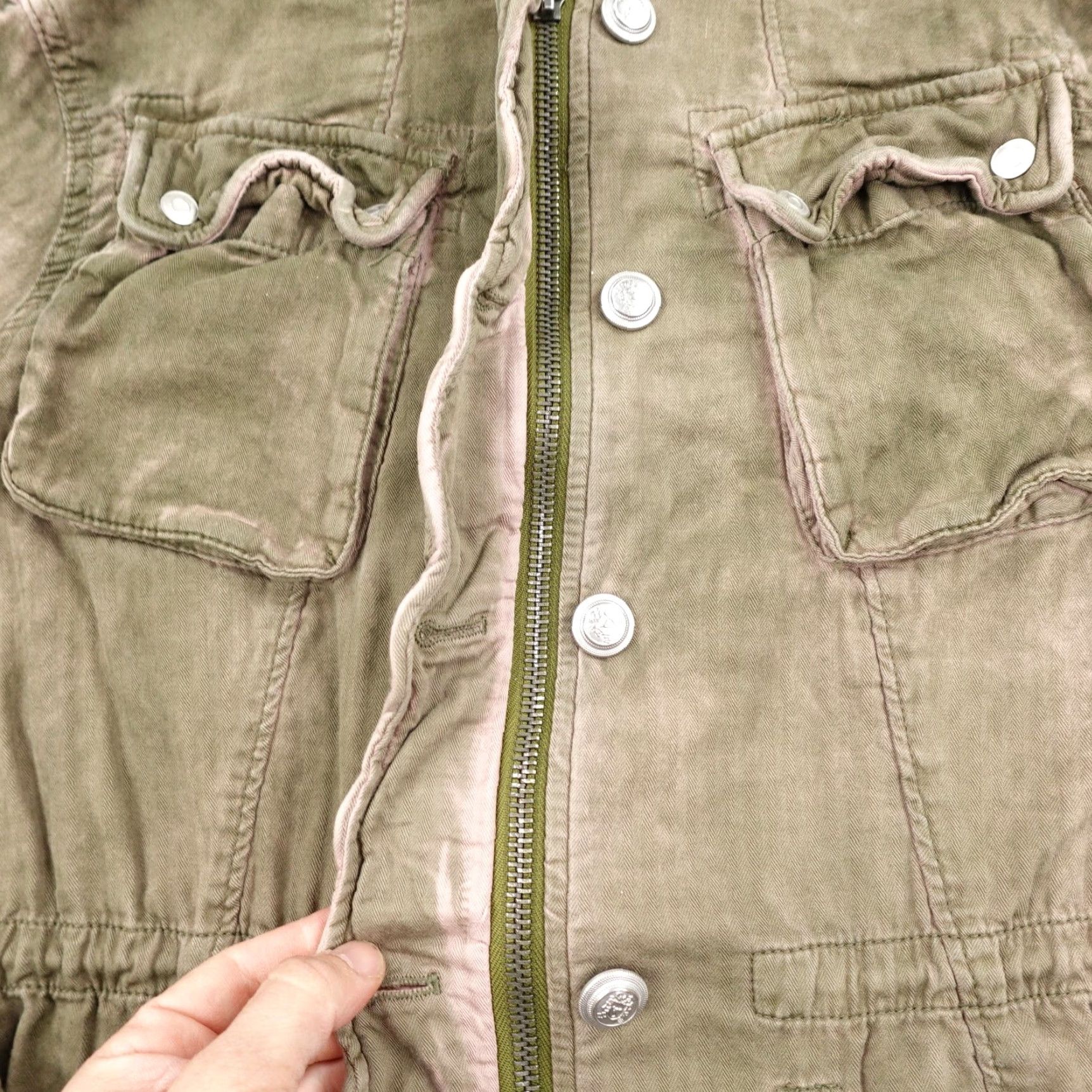 Free People Free People Jacket Womens Small Moss Green Pink Double Cloth Military Coat Size S / US 4 / IT 40 - 4 Thumbnail