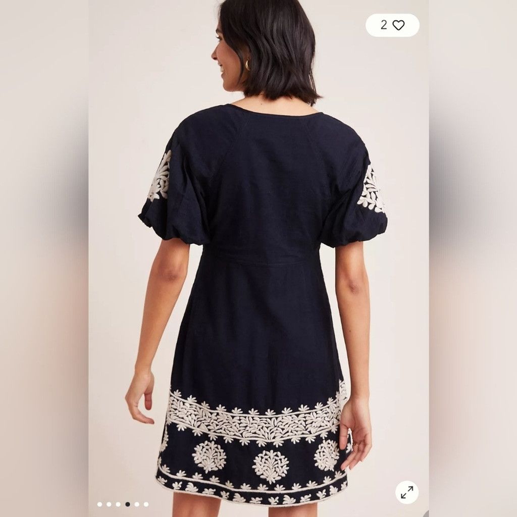 Anthropologie Anthropologie Orla Embroidered Mini Dress Size XS / US 0-2 / IT 36-38 - 4 Thumbnail