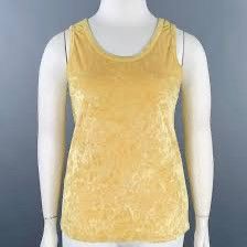 Dries Van Noten DRIES VAN NOTEN Size S Yellow Velour Scoop Neck Casual Top Size US S / EU 44-46 / 1 - 6 Thumbnail
