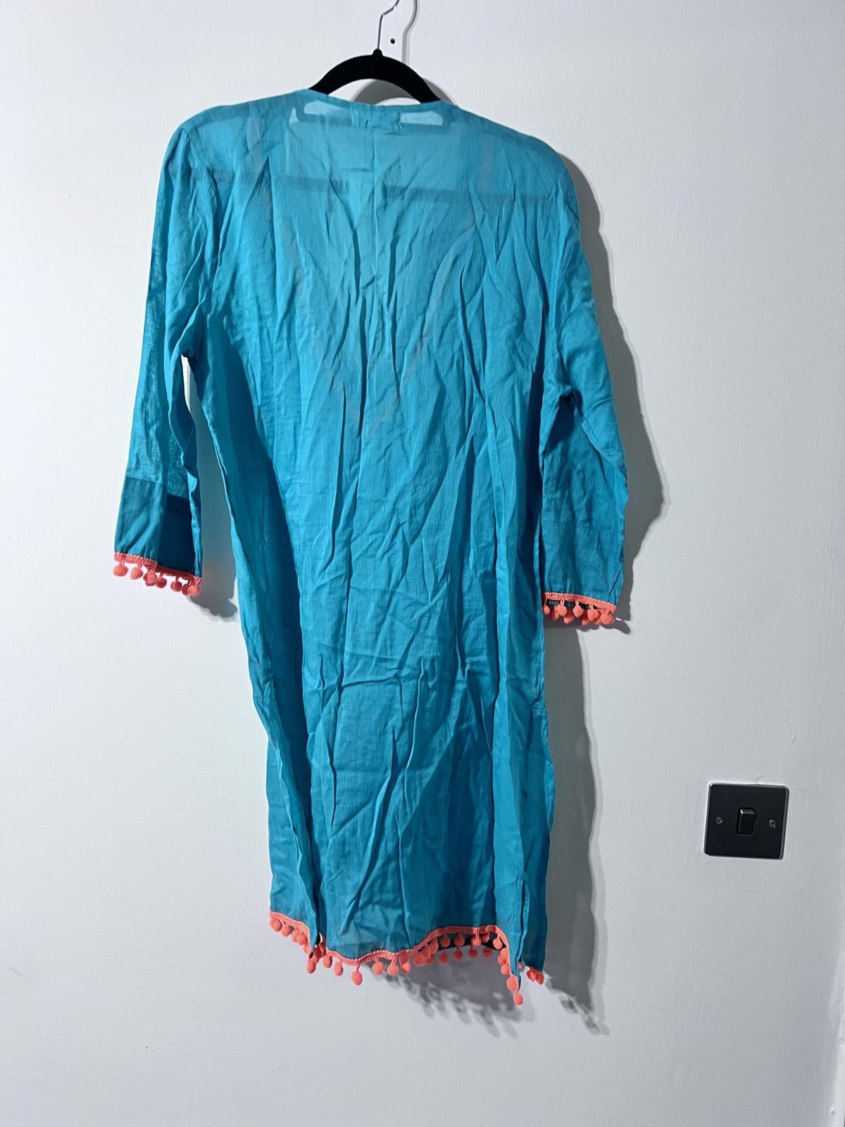 Other LaraEthnics Turquoise Cotton Kaftan Dress with Size S, UK 10 Size S / US 4 / IT 40 - 6 Thumbnail