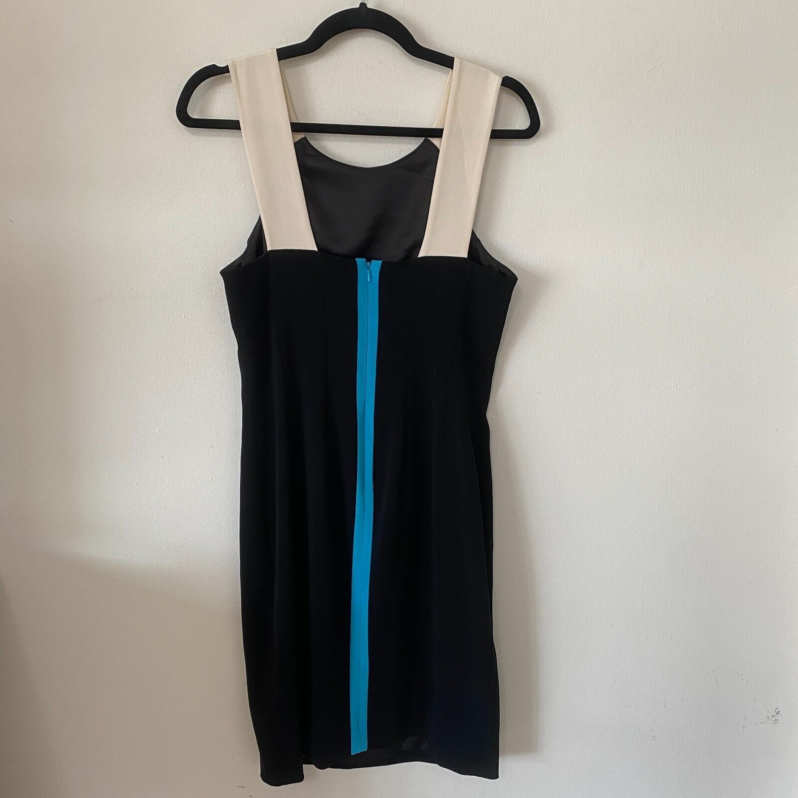 Other Jay Godfrey Black Cream Strap Sheath Bodycon Blue Zip 10 Size L / US 10 / IT 46 - 6 Thumbnail