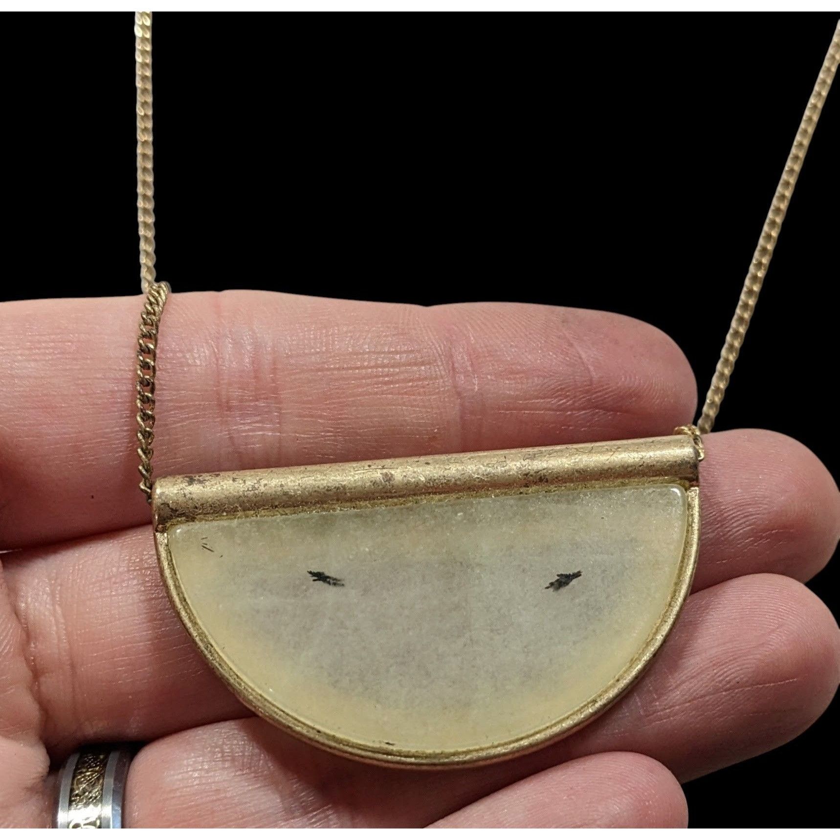 Other Geometric Rutilated Quartz Half Circle Pendant Necklace Size ONE SIZE - 2 Thumbnail