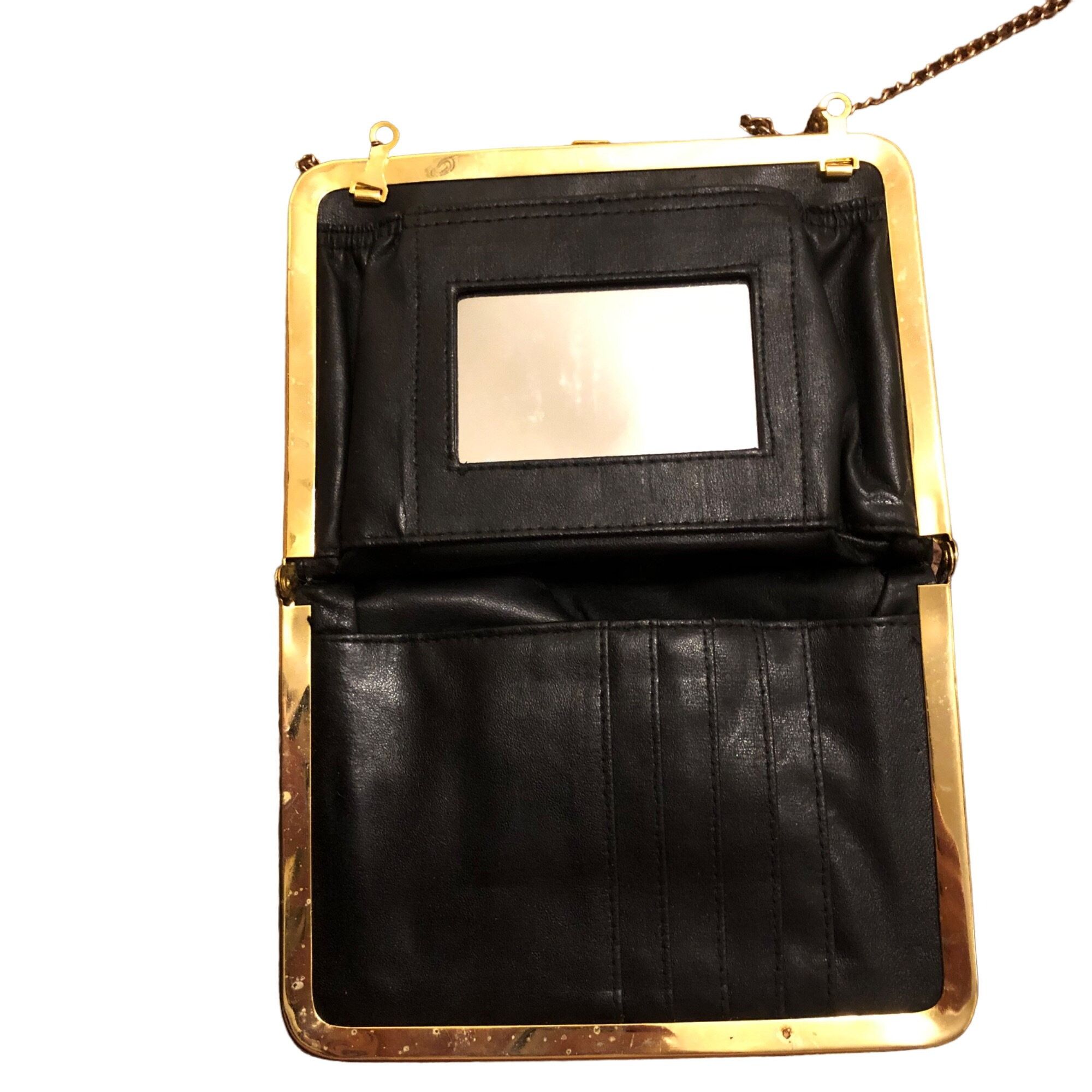 Vintage Vintage Solid Black Gold Hardware Crossbody Clutch Size ONE SIZE - 7 Thumbnail