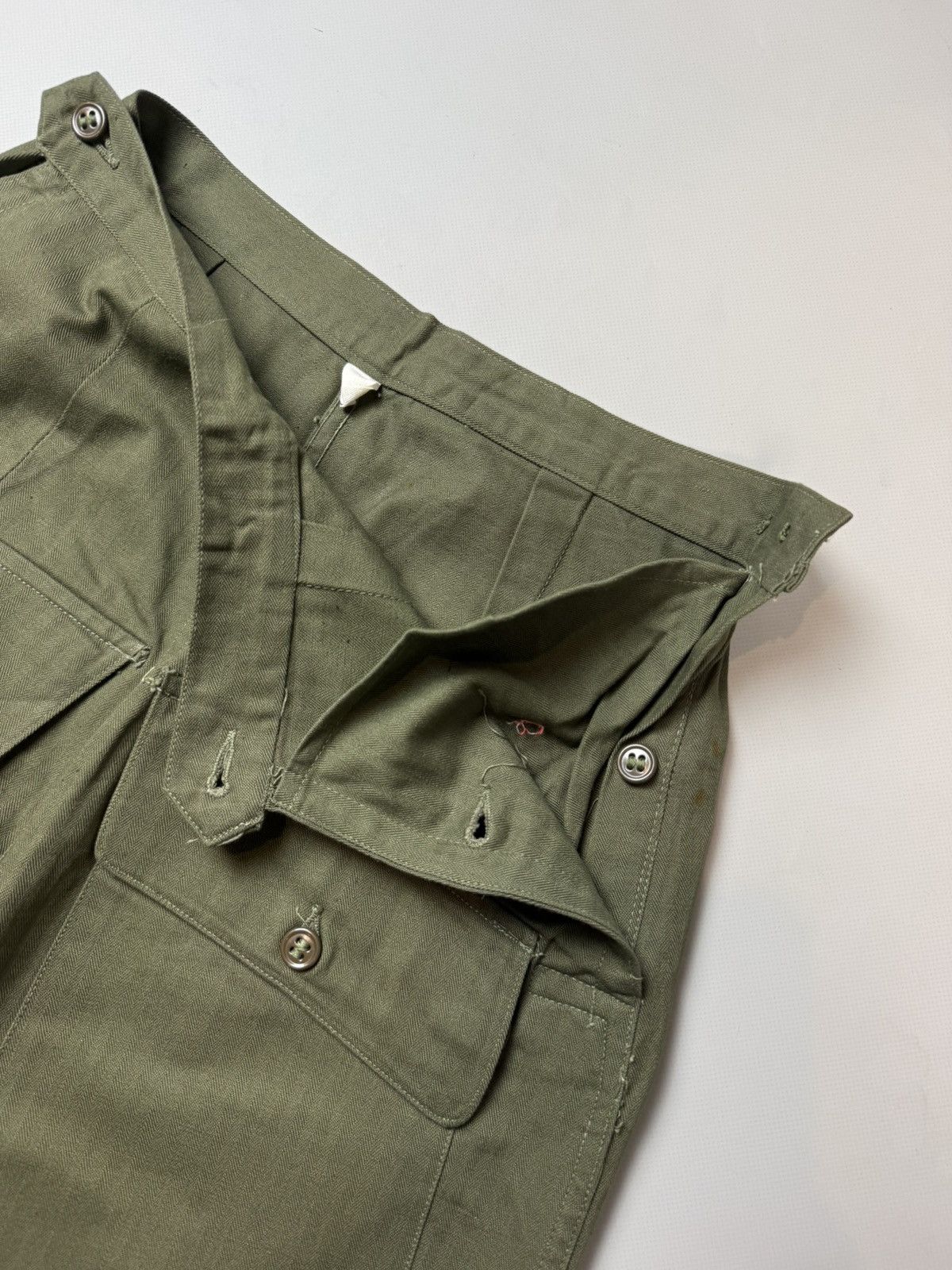 Vintage Original WW2 US Army Corps HBT Herringbone Twill Slack Pants Size 27" / US 4 / IT 40 - 14 Thumbnail
