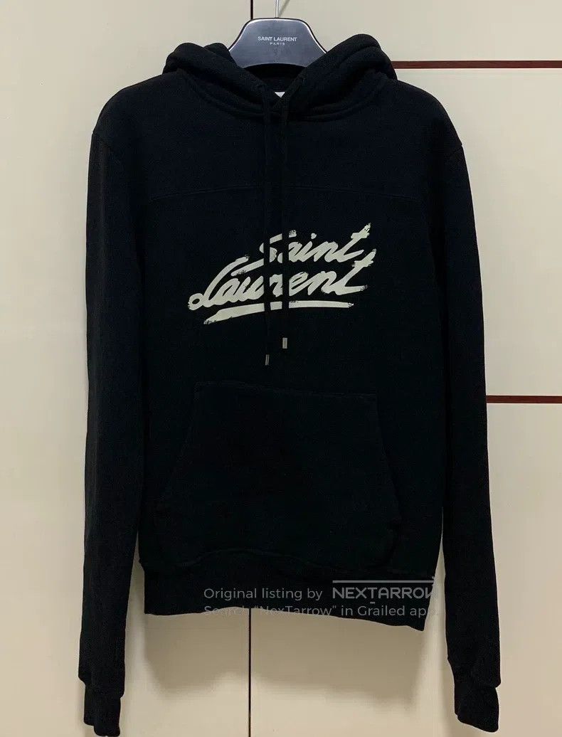Saint Laurent Paris Saint Laurent Paris Black Slogan Fleece Hoodie Size US M / EU 48-50 / 2 - 1 Thumbnail