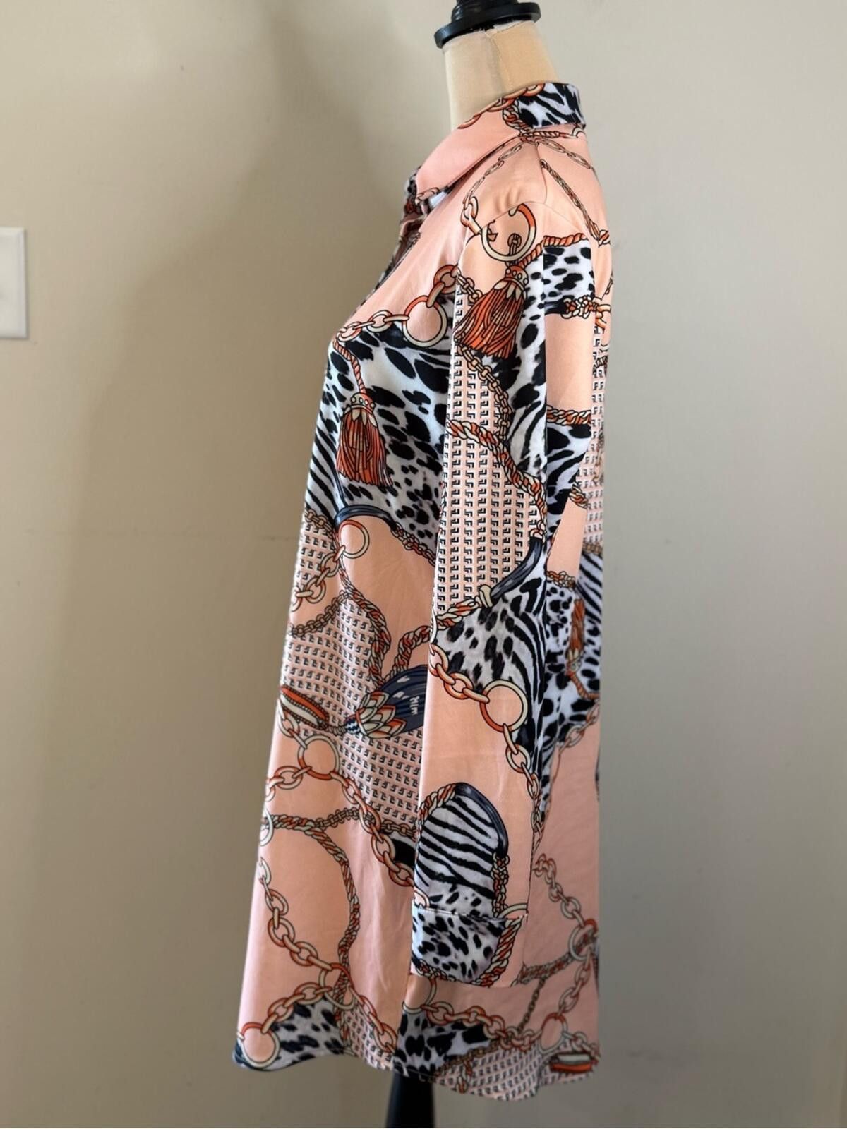 Other Western midi shirt dress cow gold chain tassel pattern SZ M Size M / US 6-8 / IT 42-44 - 3 Thumbnail