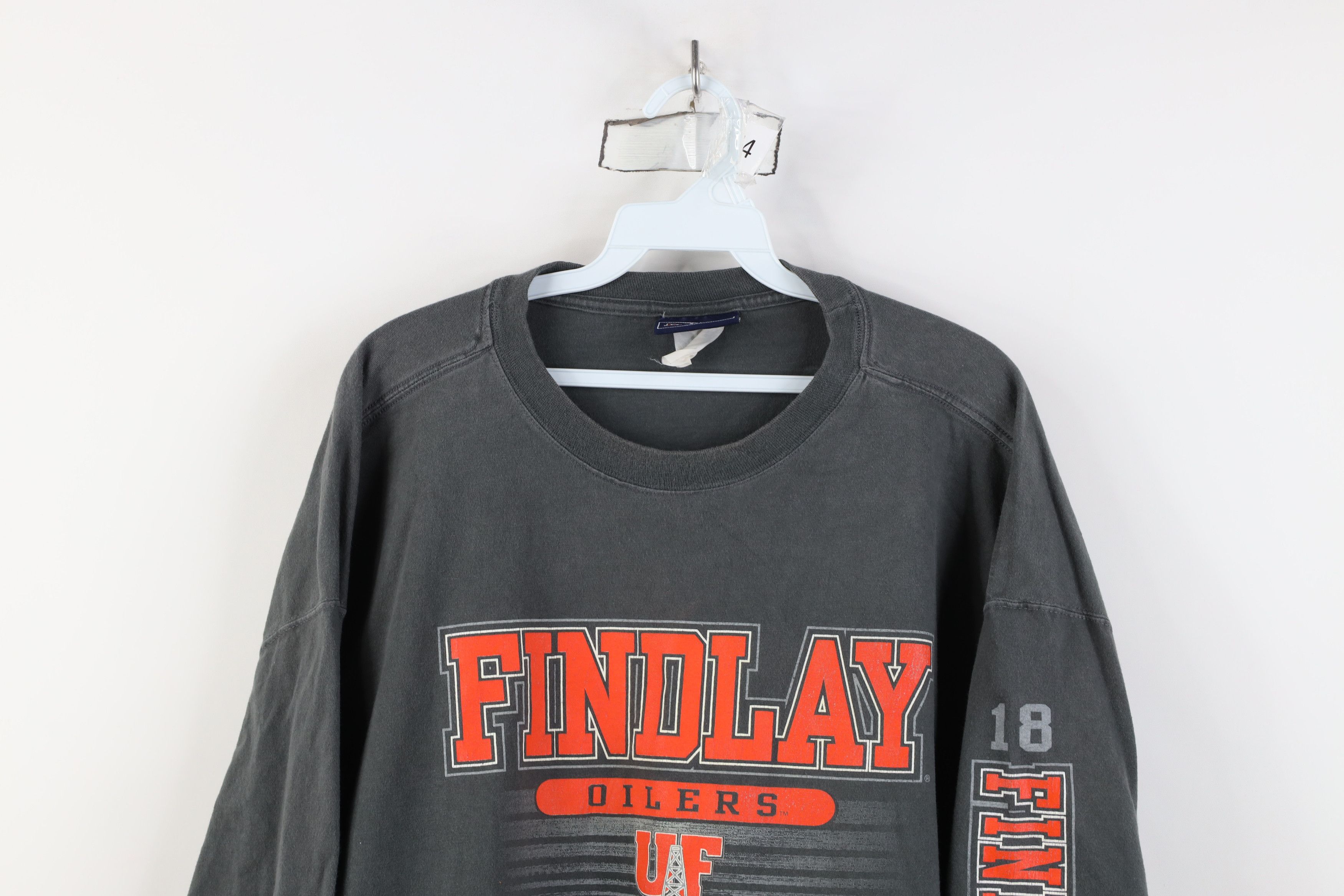 Vintage Vintage 90s University of Findlay Long Sleeve T-Shirt Gray Size US XXL / EU 58 / 5 - 2 Thumbnail