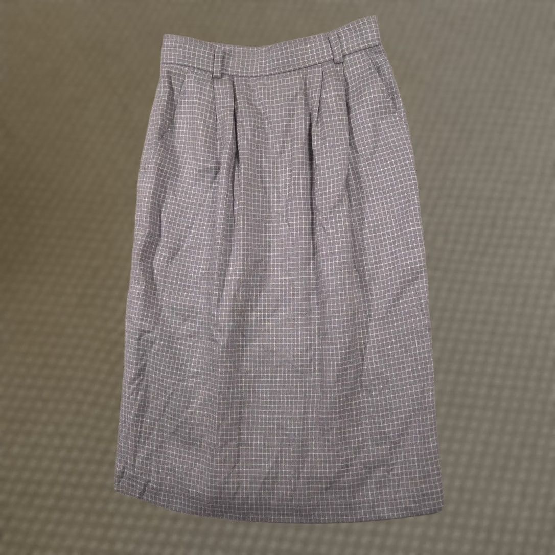 Evan Picone VINTAGE Evan Picone Petites Skirt Womens 4 Petite Gray Plaid Midi Career 80s Size 27" / US 4 / IT 40 - 1 Thumbnail