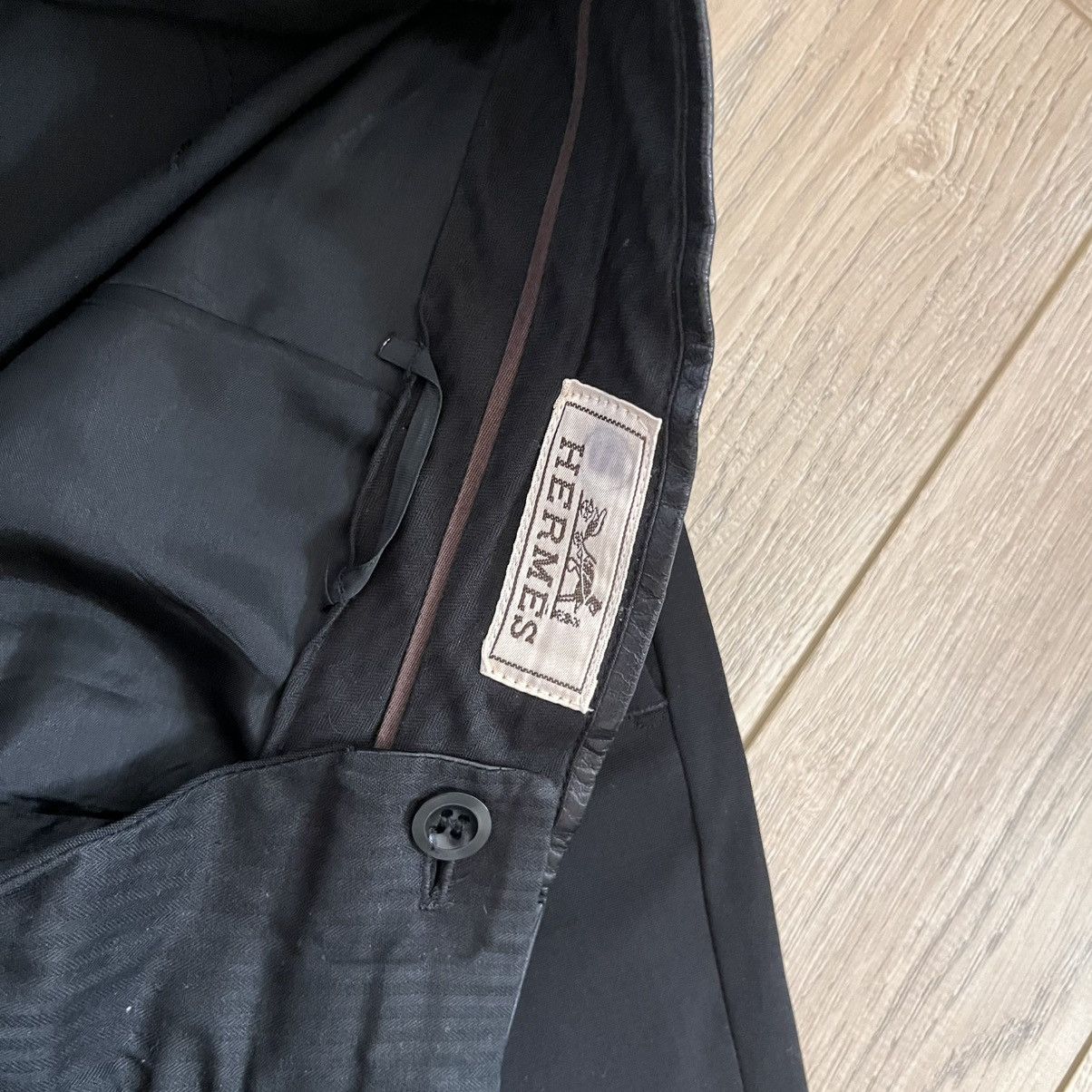 Hermes Hermès Paris Leather & Wool Dress Trousers Size 40R - 3 Thumbnail