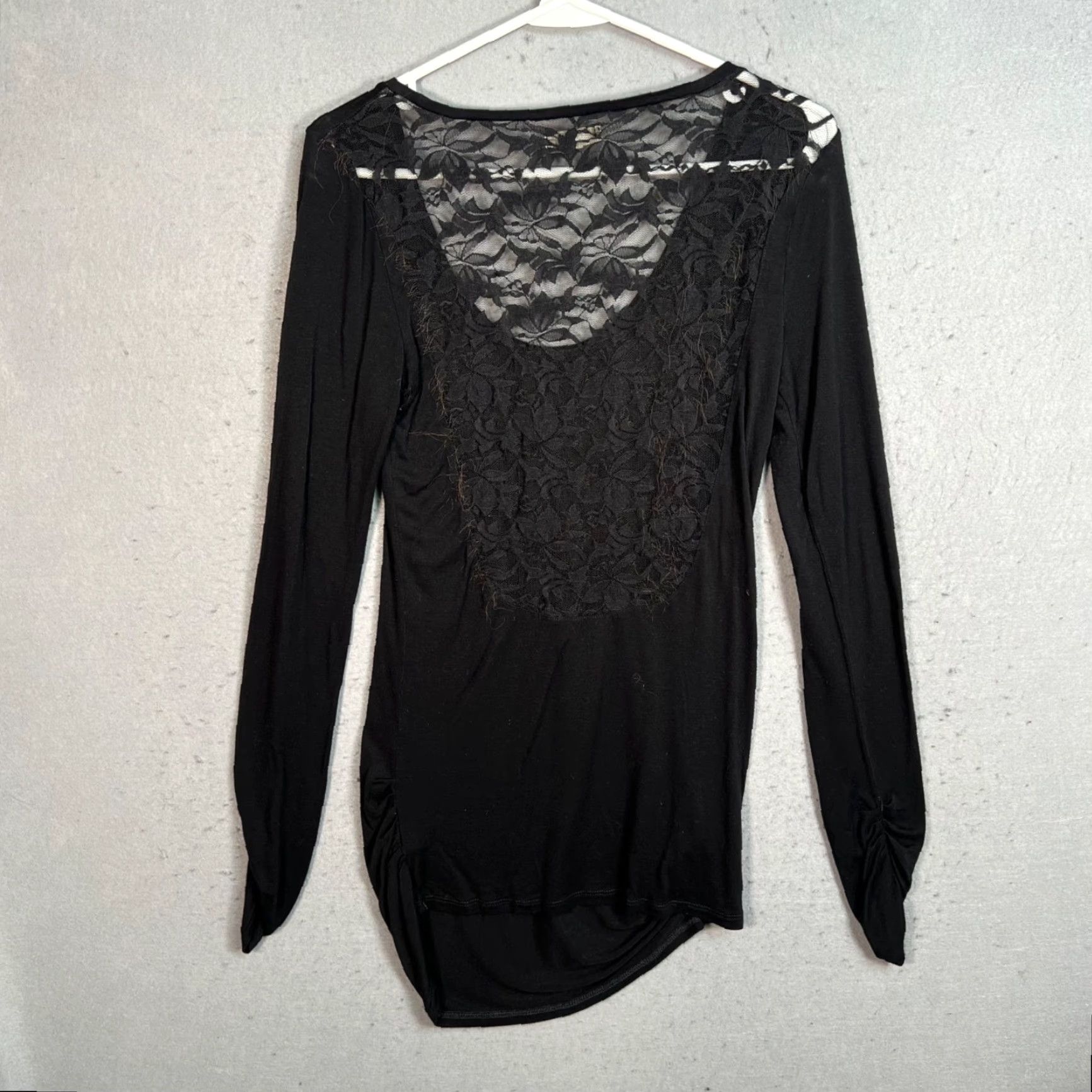 Vintage VINTAGE Silence + Noise Blouse Shirt Womens Small Black Lace-Back Long Sleeve Size S / US 4 / IT 40 - 2 Thumbnail