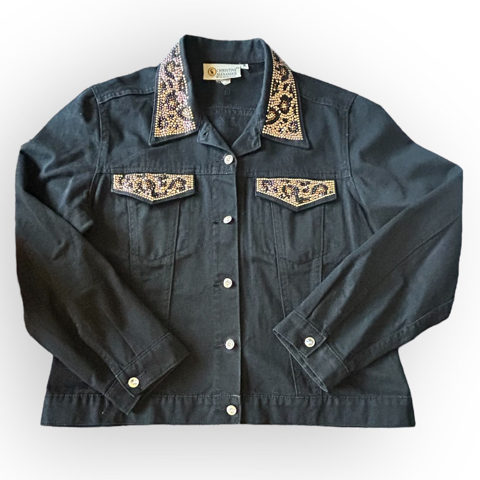 Other Women’s Vintange Black Denim Christine Alexander Jacket Size M / US 6-8 / IT 42-44 - 3 Thumbnail
