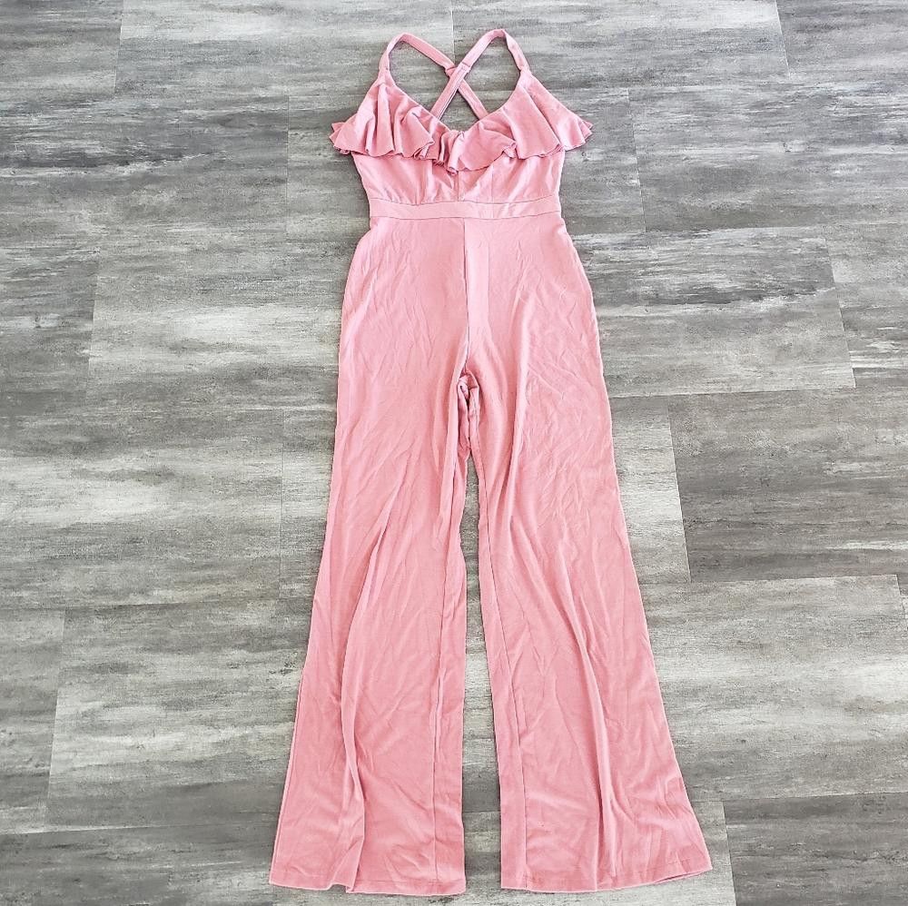 Other Dust Pink Ruffle Detailed Hype Jumpsuit Size 32" / US 10 / IT 46 - 1 Thumbnail