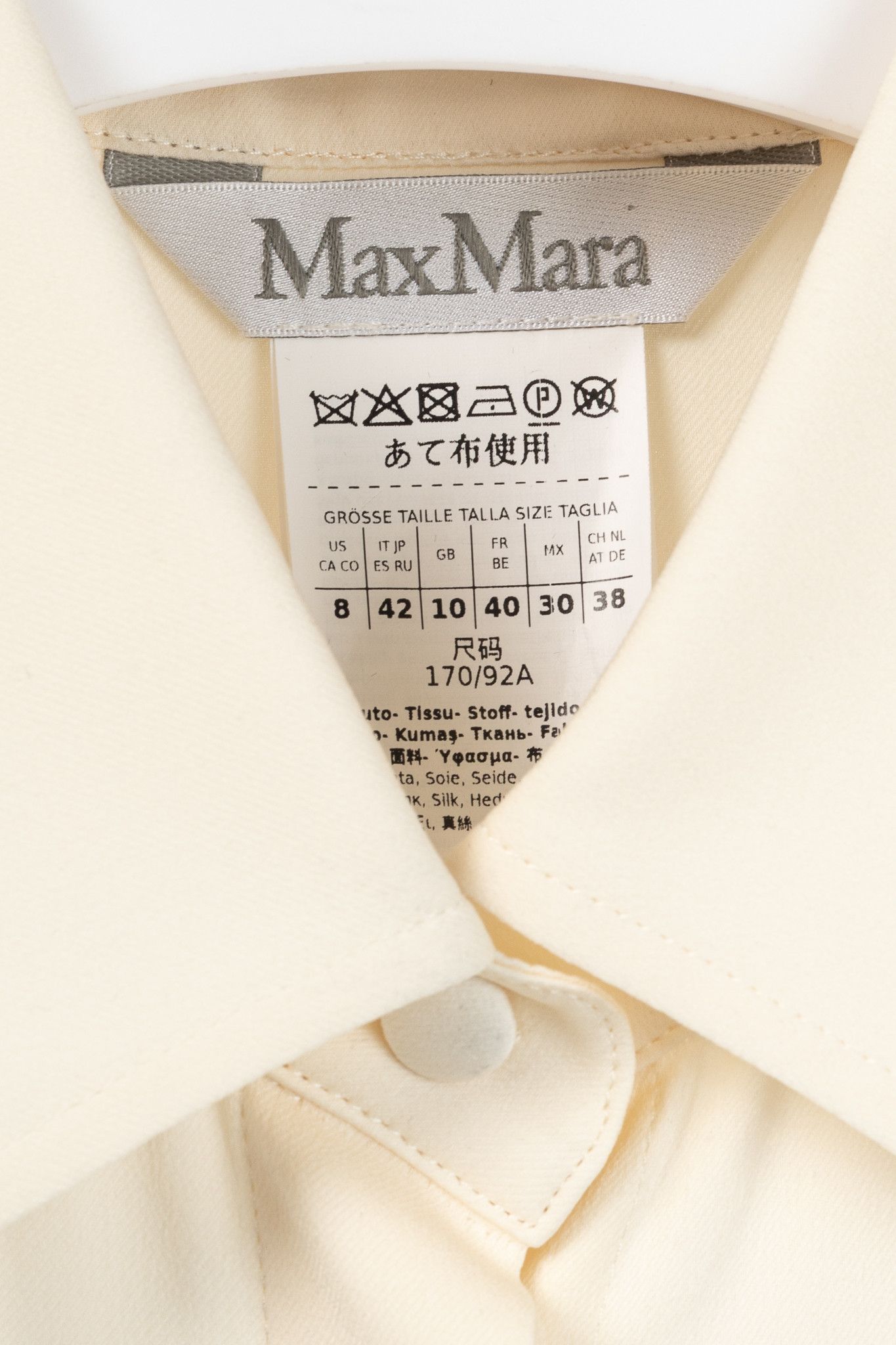 Max Mara Max Mara Filmato Ivory Silk Crepe de Chine Buttoned Blouse Size M / US 6-8 / IT 42-44 - 4 Thumbnail