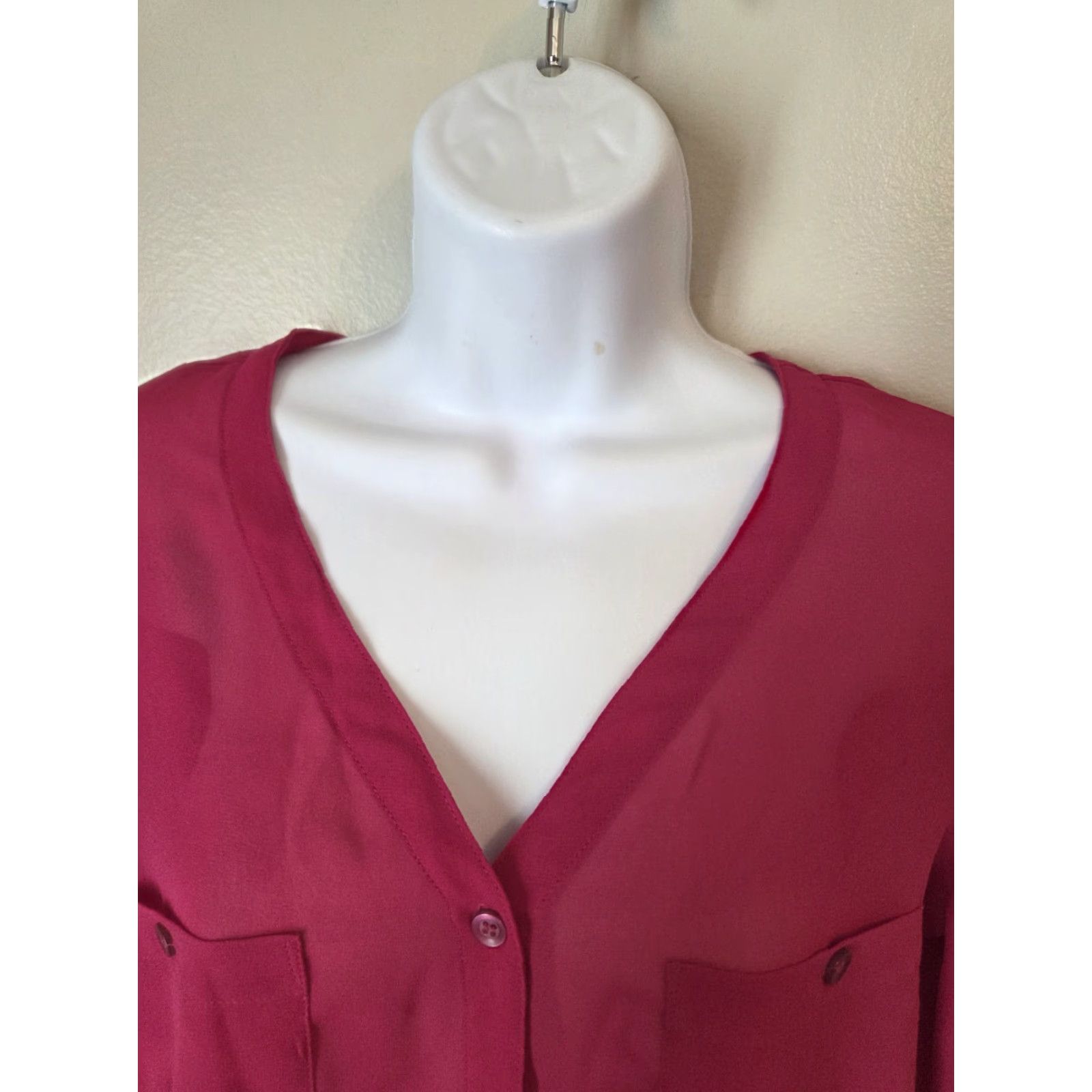 Vintage VINTAGE 80s Steven Barry Hot Pink Lightweight Sheer Button Front Top Shirt Tunic 9/10 Womens Size M / US 6-8 / IT 42-44 - 2 Thumbnail