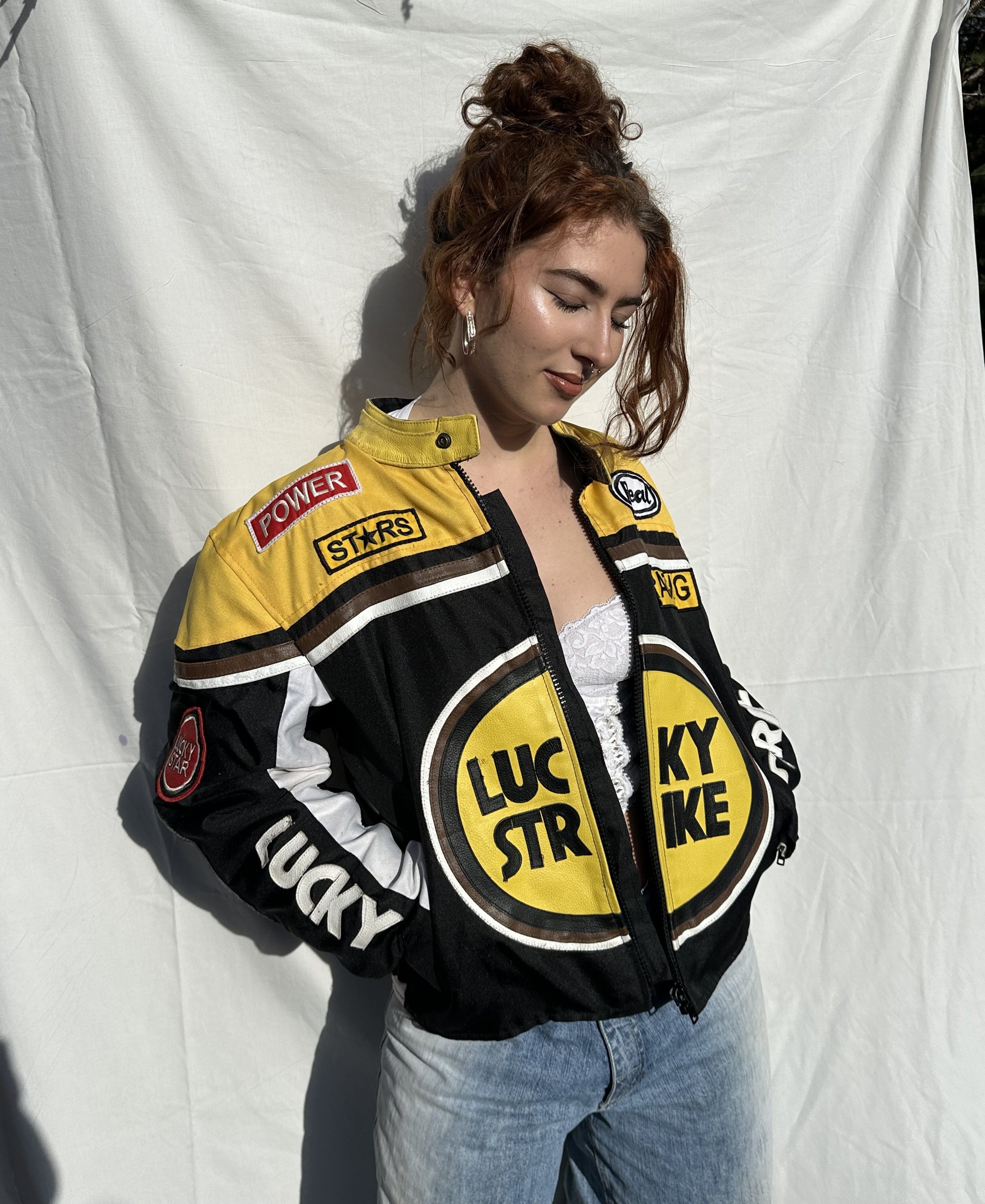 image of Alpinestars/lucky Strike Moto Racing Jacket in Yellow, Women's (Size XL)