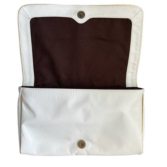 Steve Madden Steven by Steve Madden White Leather Clutch Handbag with Gol Size ONE SIZE - 3 Thumbnail