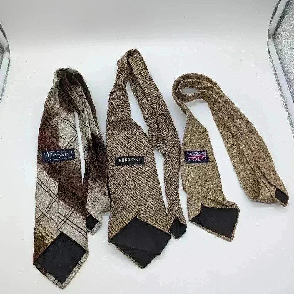 Vintage 3 Vintage Tan Ties Marquis, Bertoni Brittania Size ONE SIZE - 2 Thumbnail