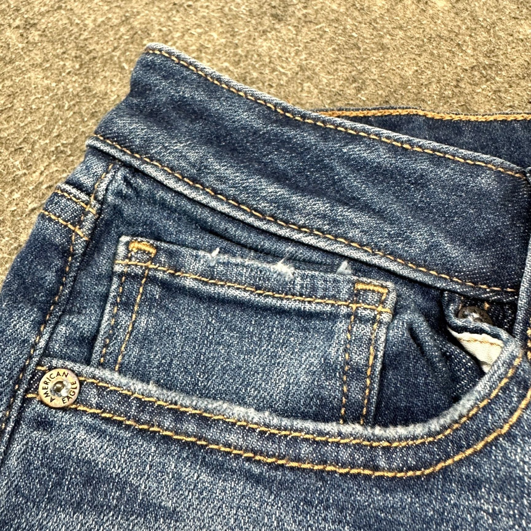 American Eagle Outfitters American Eagle Jeans Womens 8 Blue Mid Rise Kick Boot Bootcut Dark Wash Stretch Size 30" / US 8 / IT 44 - 3 Thumbnail