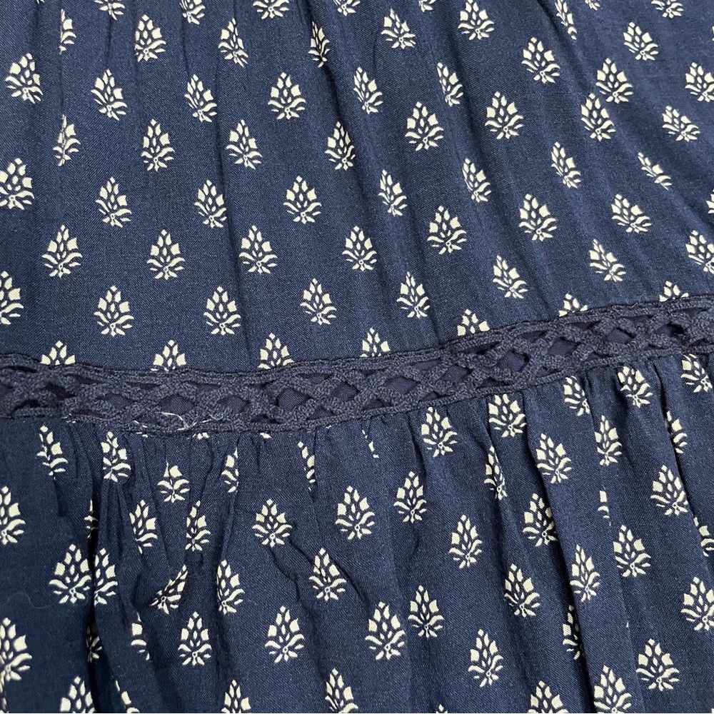 Other Luna Moon Blue Sleeveless Peplum Crochet Trim Rayon Blouse Size L / US 10 / IT 46 - 9 Thumbnail