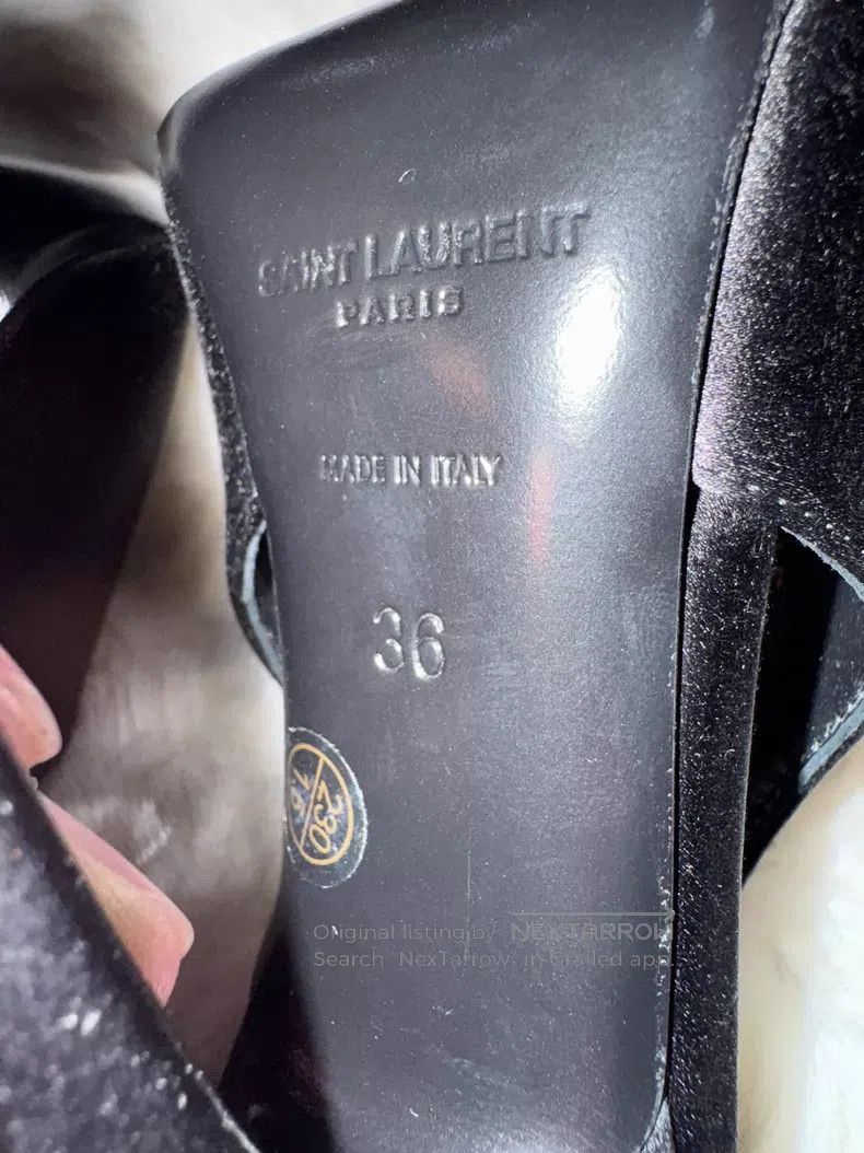 Saint Laurent Paris Saint Laurent Paris Black Crystal Satin High Heels Size US 5.5 / IT 35.5 - 7 Thumbnail