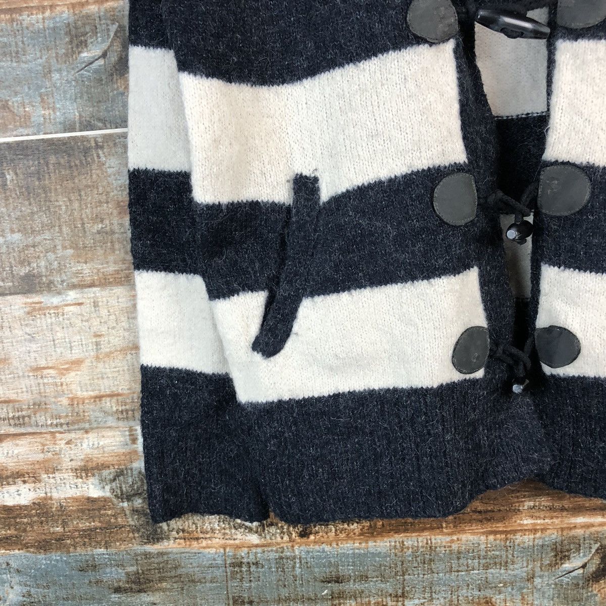 Japanese Brand × Solid and Striped DL Lepsim Stripe Black White Mohair Cardigan Knitwear #C563 Size M / US 6-8 / IT 42-44 - 7 Thumbnail