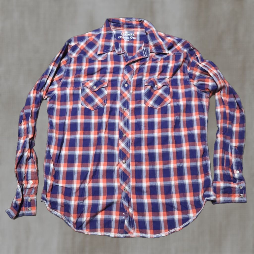 Vintage AriZona Shirt Button-Up XL Red Blue Plaid Long Sleeve Mens Size XL Size US XL / EU 56 / 4 - 1 Thumbnail