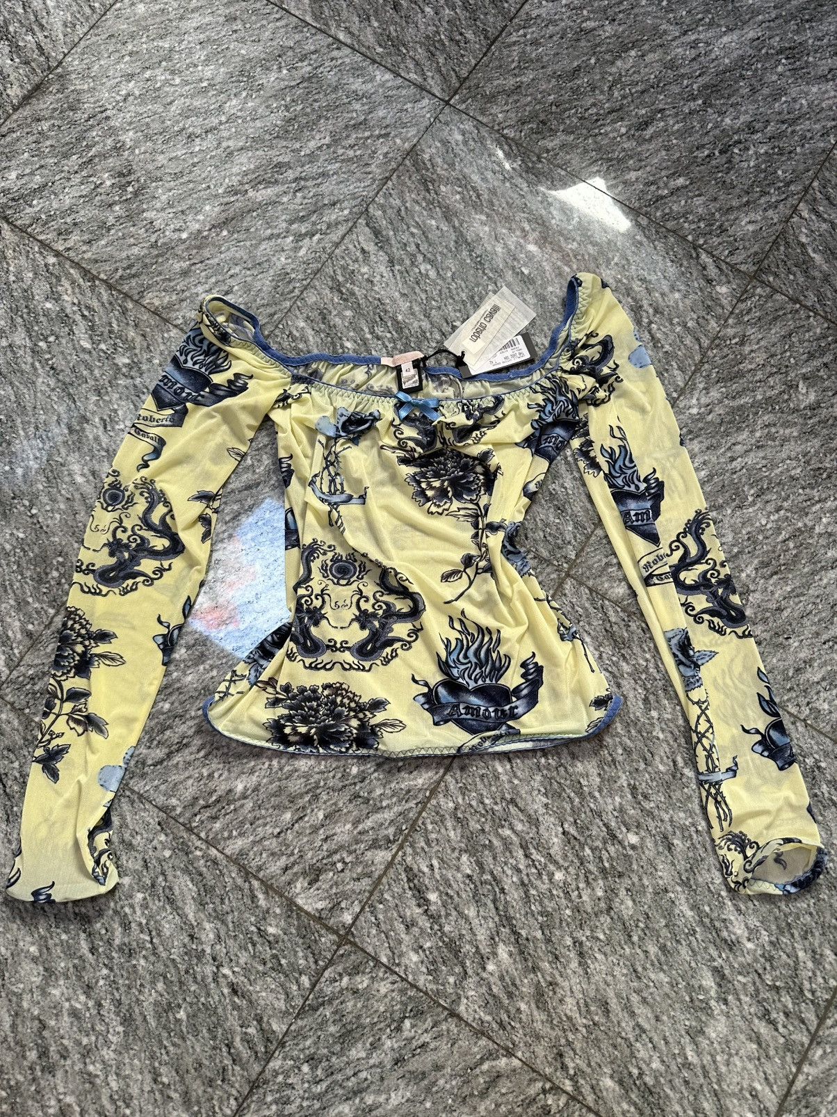 Roberto Cavalli × Vintage Roberto Cavallo 2003 Tattoo collection Longsleeve Galliano Size XS / US 0-2 / IT 36-38 - 4 Thumbnail