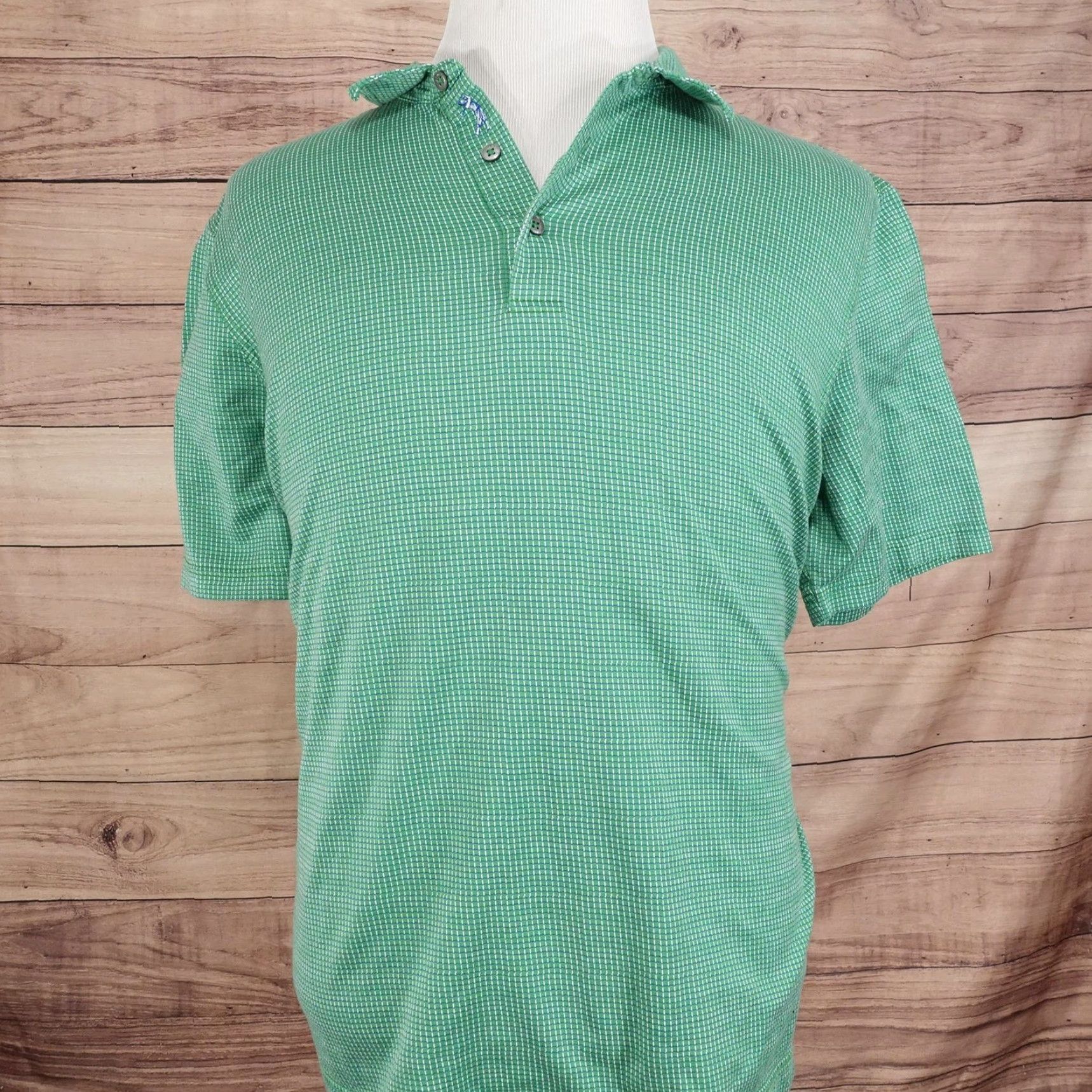 Vintage Bobby Jones Shirt Mens XL Green Check Cotton Short Sleeve Golf Performance Size US XL / EU 56 / 4 - 4 Thumbnail
