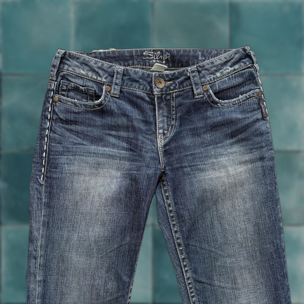 Silver Jeans Co. Silver Jeans Lydia Straight Womens 29x32 Dark Wash Mid Rise Jeans Y2K Grunge Size 29" - 1 Thumbnail