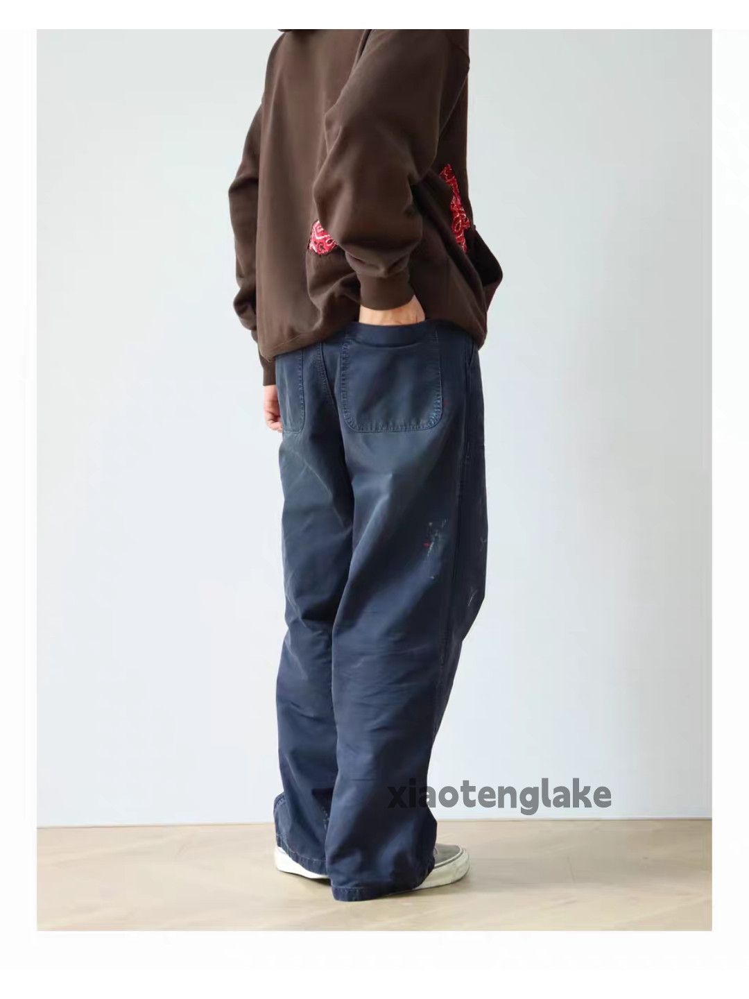 zx vintage washed faded carpenter wide Leg paint pants