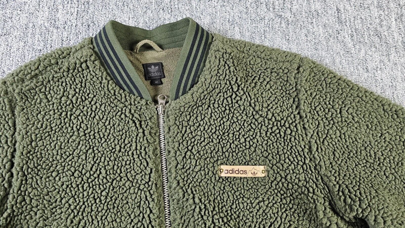 Adidas Adidas Vintage 90s Teddy Fleece Cropped Boxy Y2K Olive Size L / US 10 / IT 46 - 3 Thumbnail