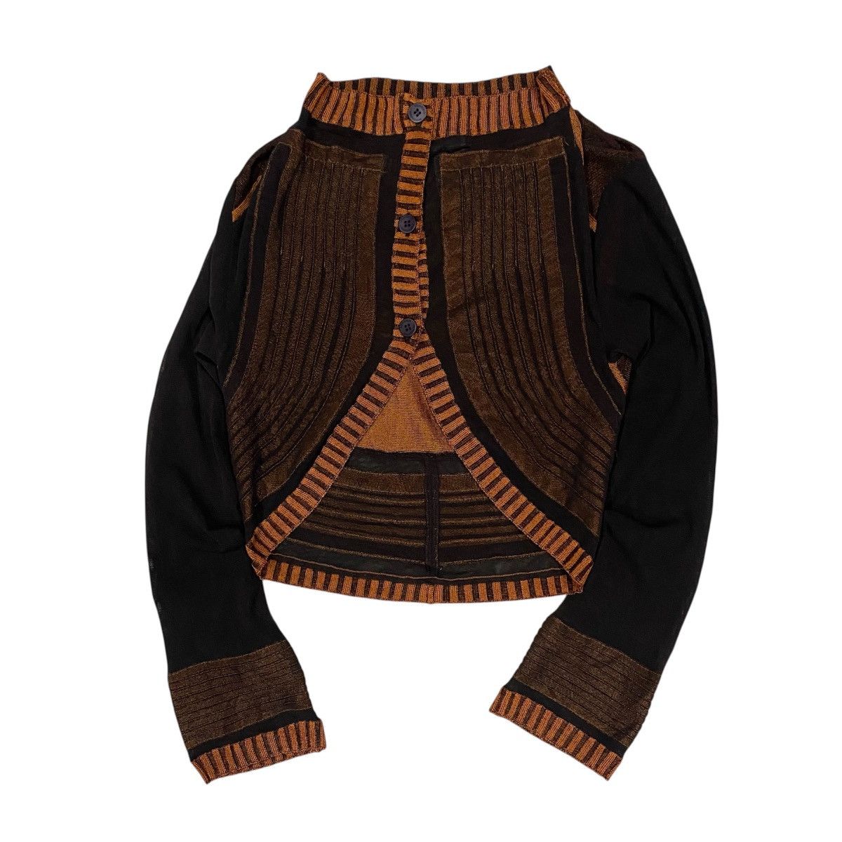 Hiroko Koshino Homme ‼️LAST DROP‼️Hiroko Koshino Cropped Panel Knit Jacket Size XS / US 0-2 / IT 36-38 - 4 Thumbnail