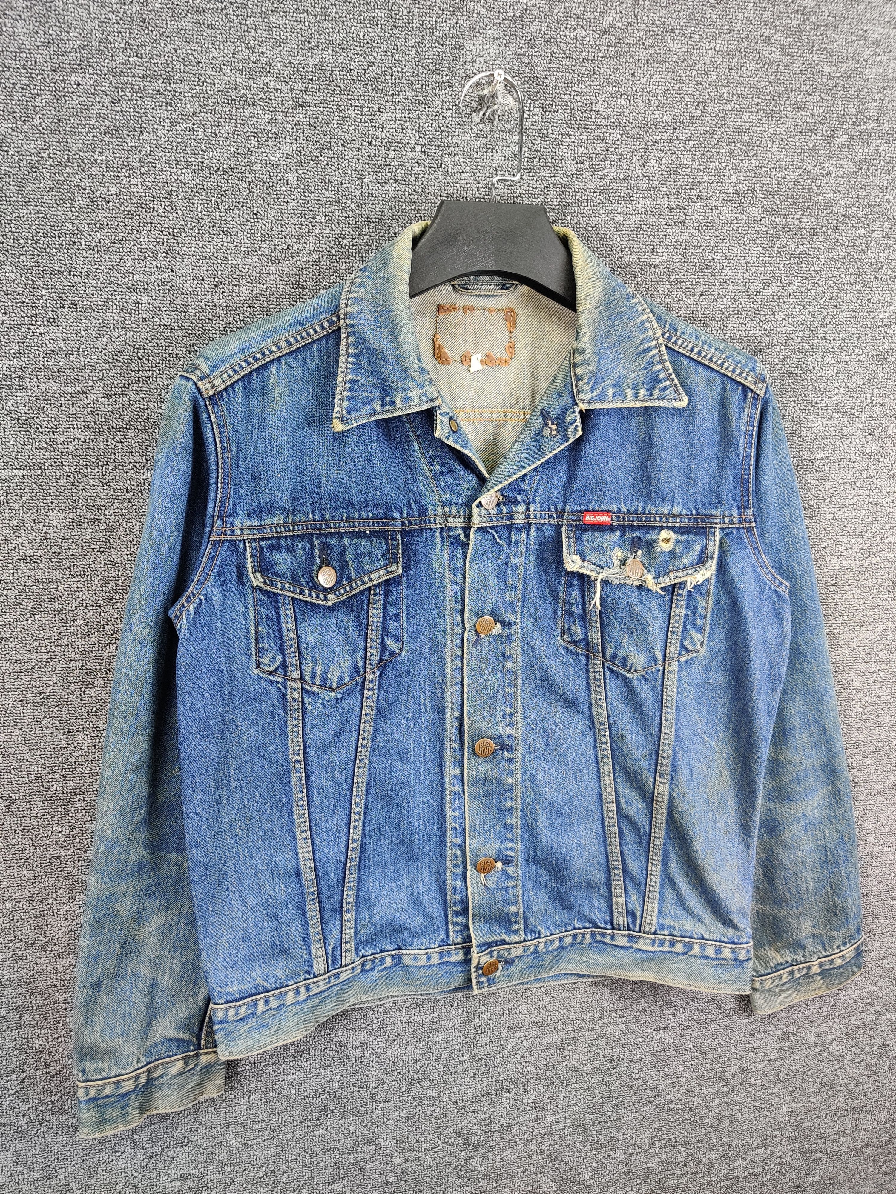 Big John Vintage 90s Big John Distressed Trucker Denim Jacket Size US M / EU 48-50 / 2 - 5 Thumbnail