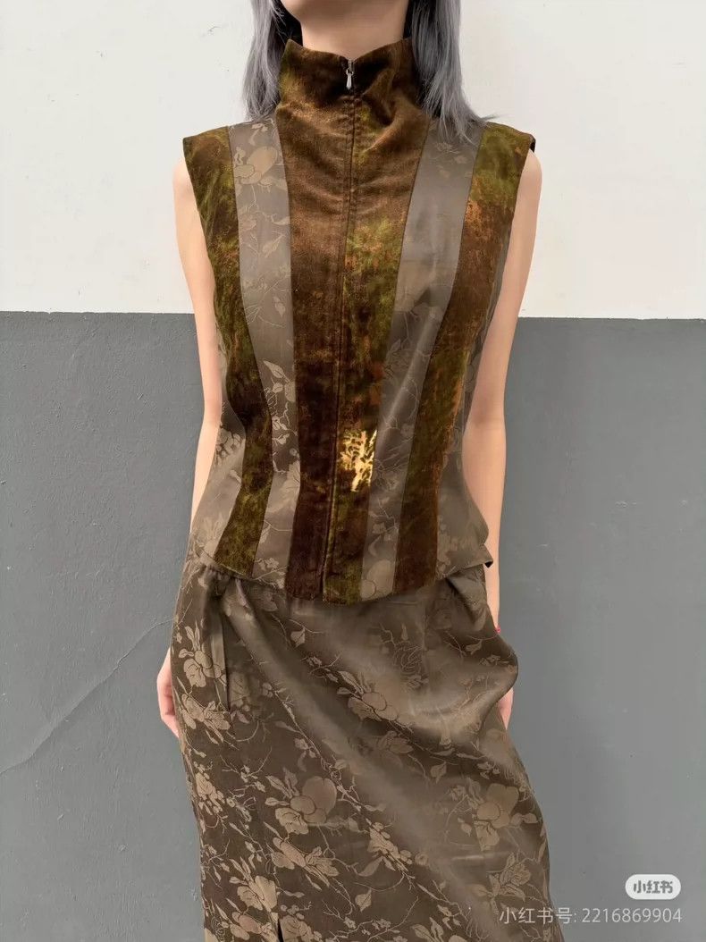 Kenzo KENZO Vintage velvet plant guide patchwork vest Size XS / US 0-2 / IT 36-38 - 8 Thumbnail