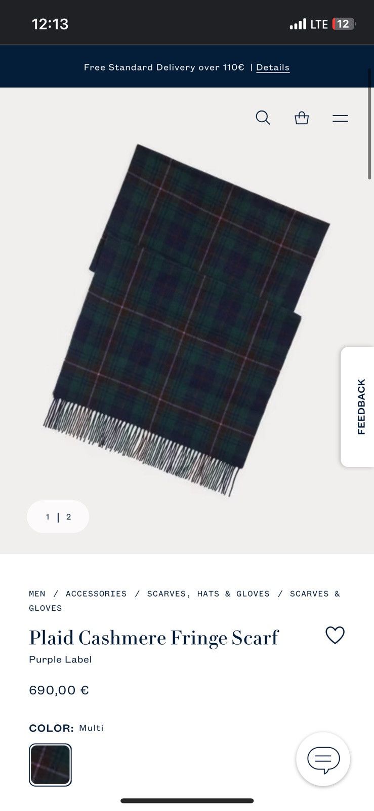Polo Ralph Lauren × Ralph Lauren Purple Label Polo Ralph Lauren Purple Label Plaid Cashmere Fringe Scarf Size ONE SIZE - 13 Thumbnail