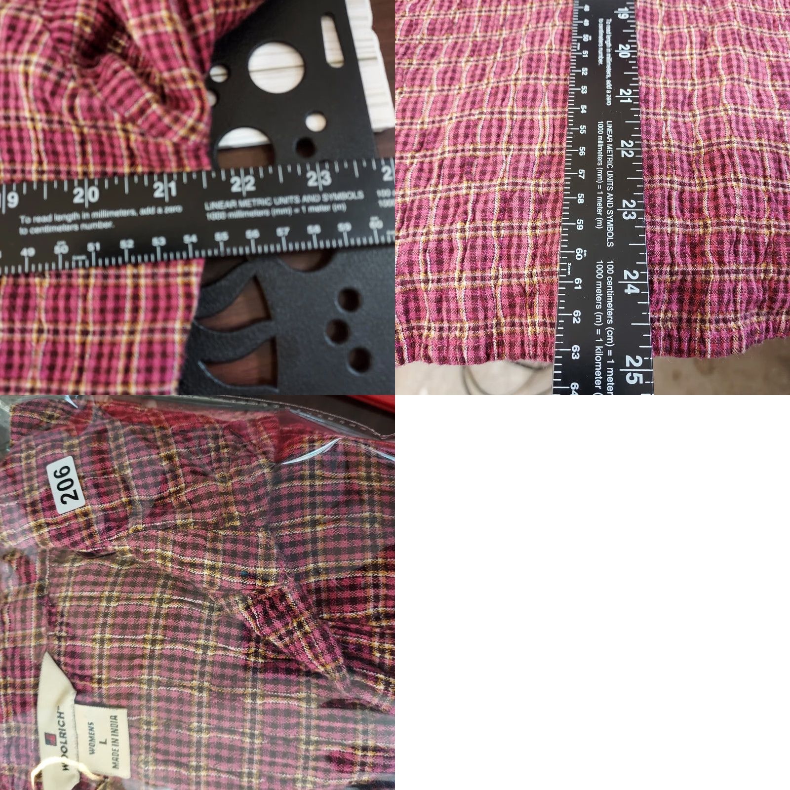 Vintage Woolrich Shirt Women's L Button-Up Plaid Flannel Long Sleeve Brown Mulberry Casual Workwear - Outdoor, Fall, Spring, Winter - Regular Fit Size L / US 10 / IT 46 - 9 Thumbnail