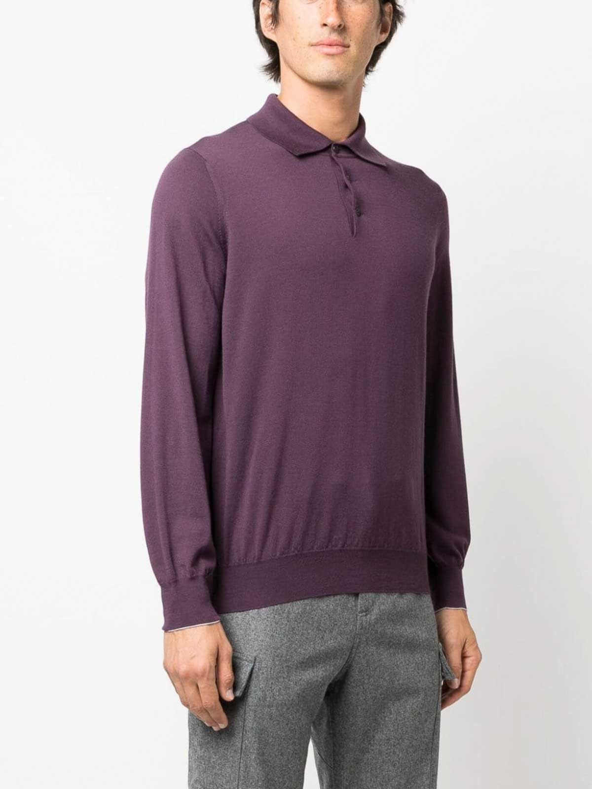 Brunello Cucinelli o1w1db10225 Polo Shirt in Purple Size US L / EU 52-54 / 3 - 4 Thumbnail